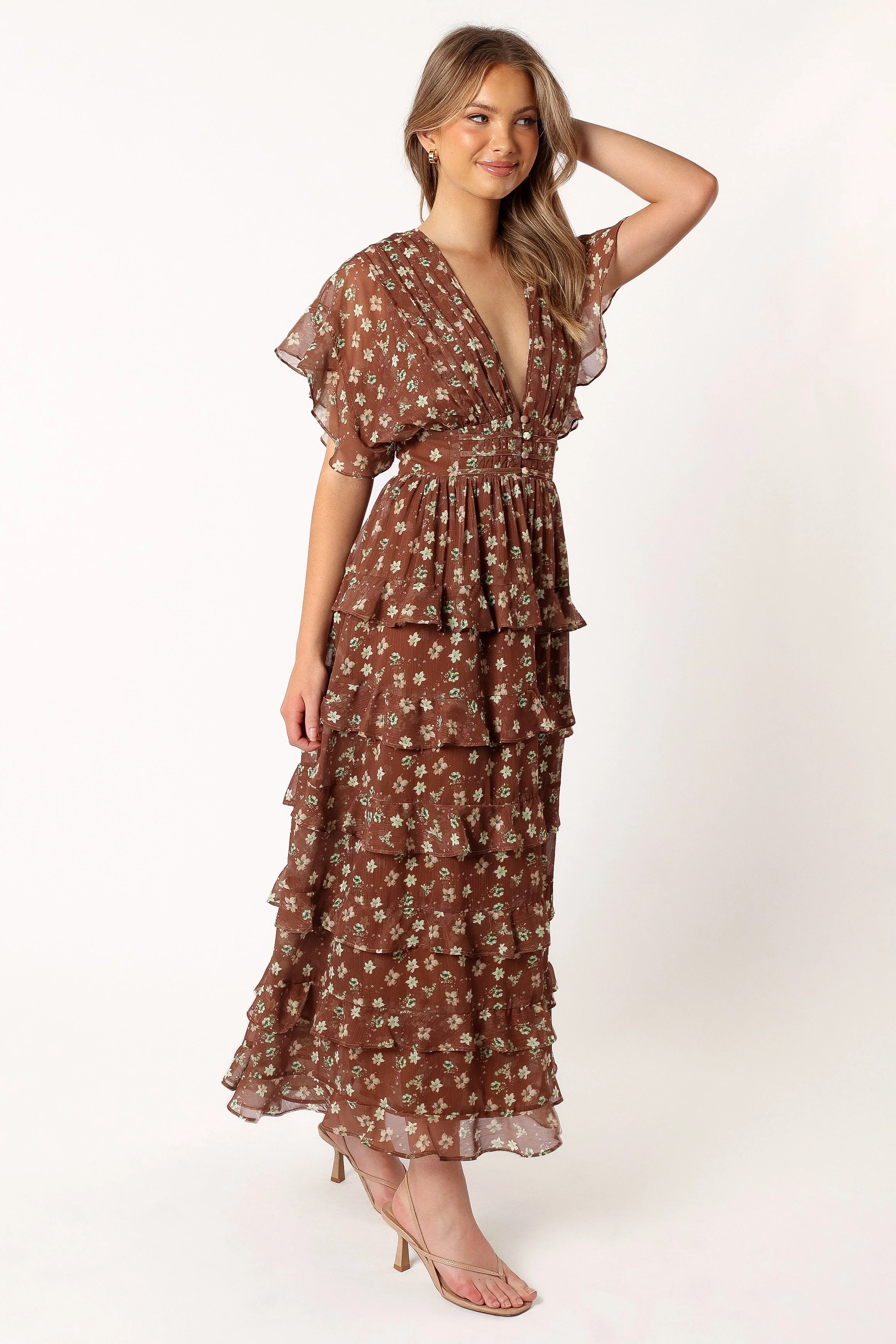 Rosa Tiered Maxi Dress - Brown - Image 5