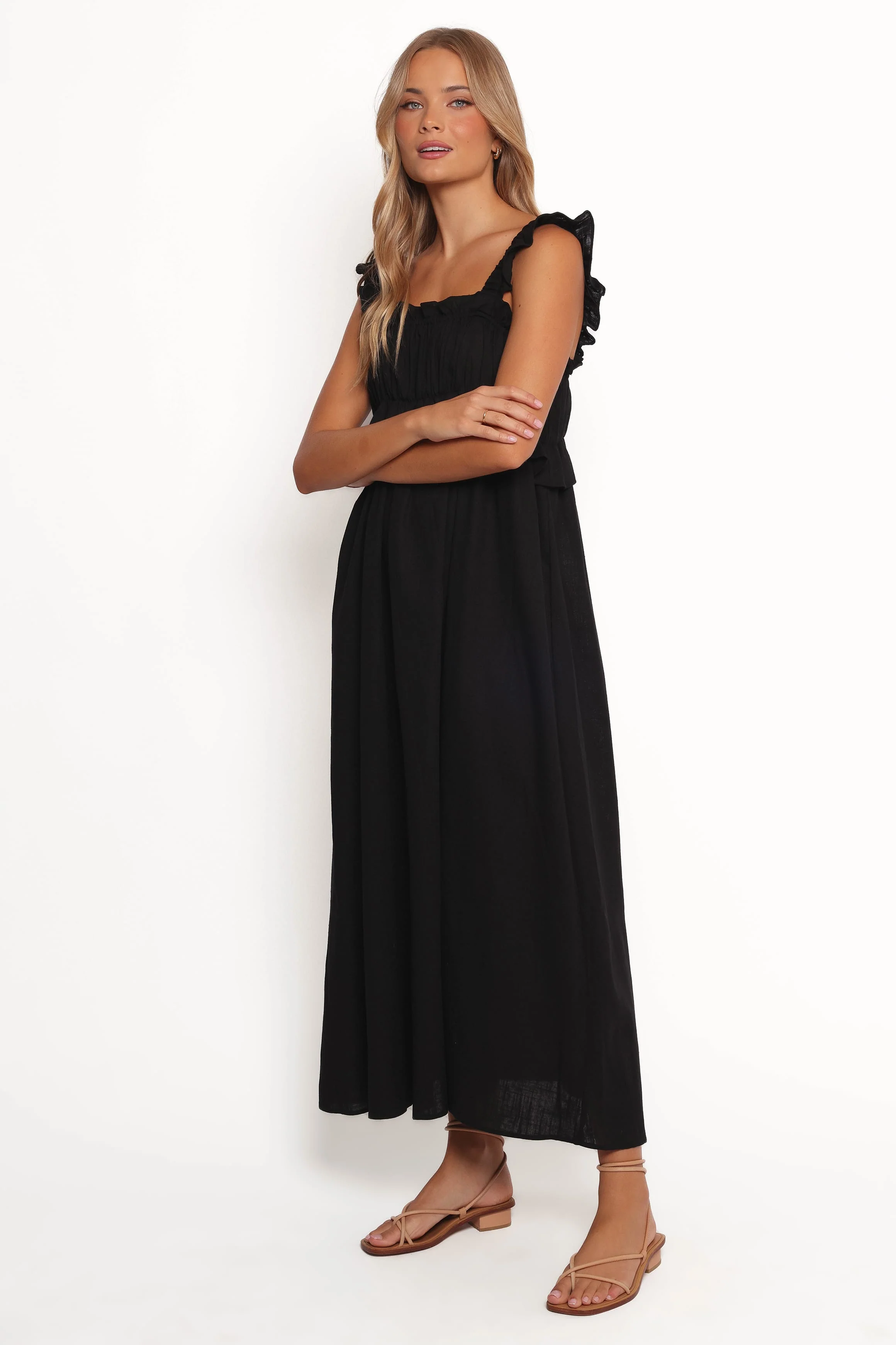 Ross Frill Strap Maxi Dress - Black - Image 3
