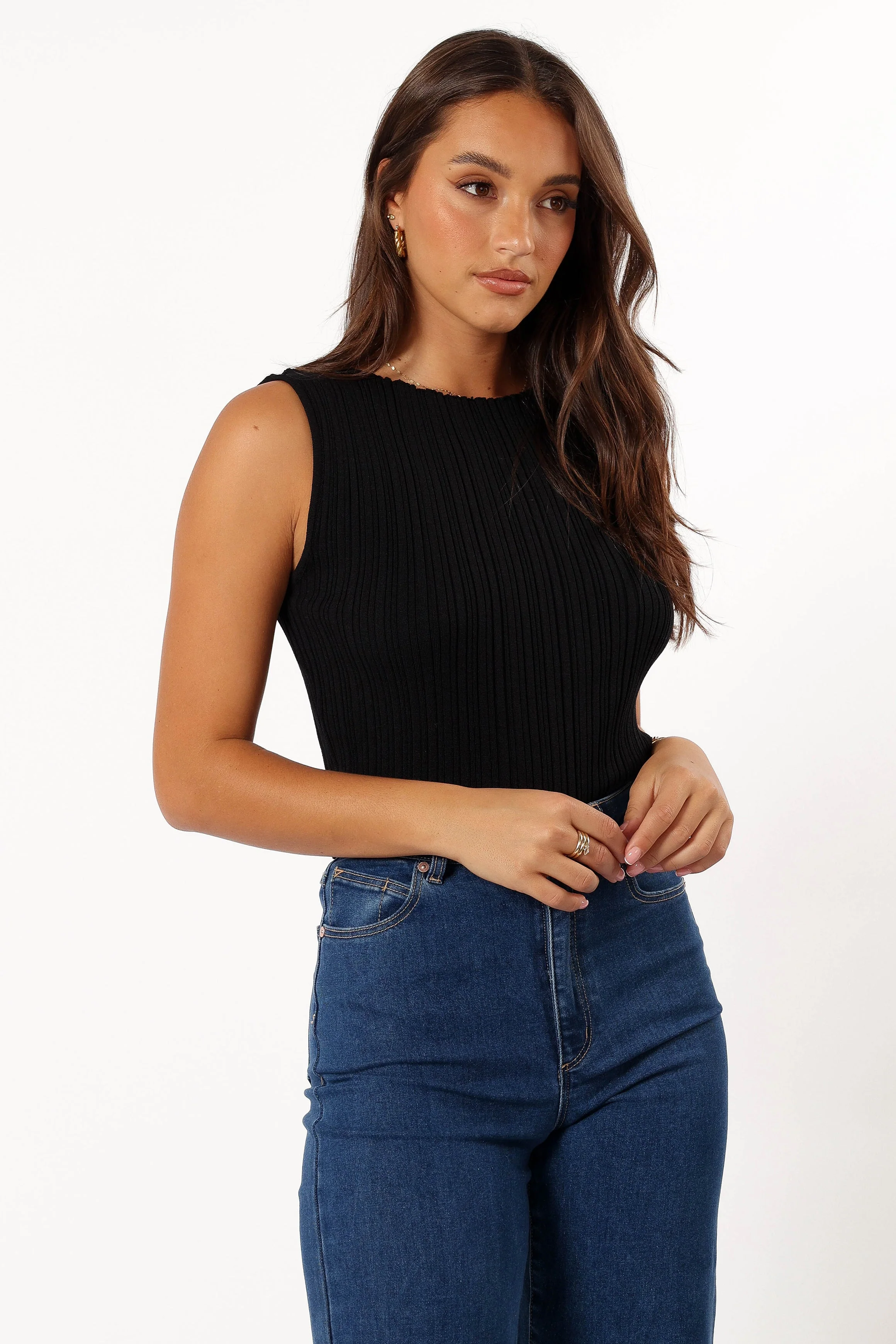 Rowie Ribbed Top - Black - Image 4