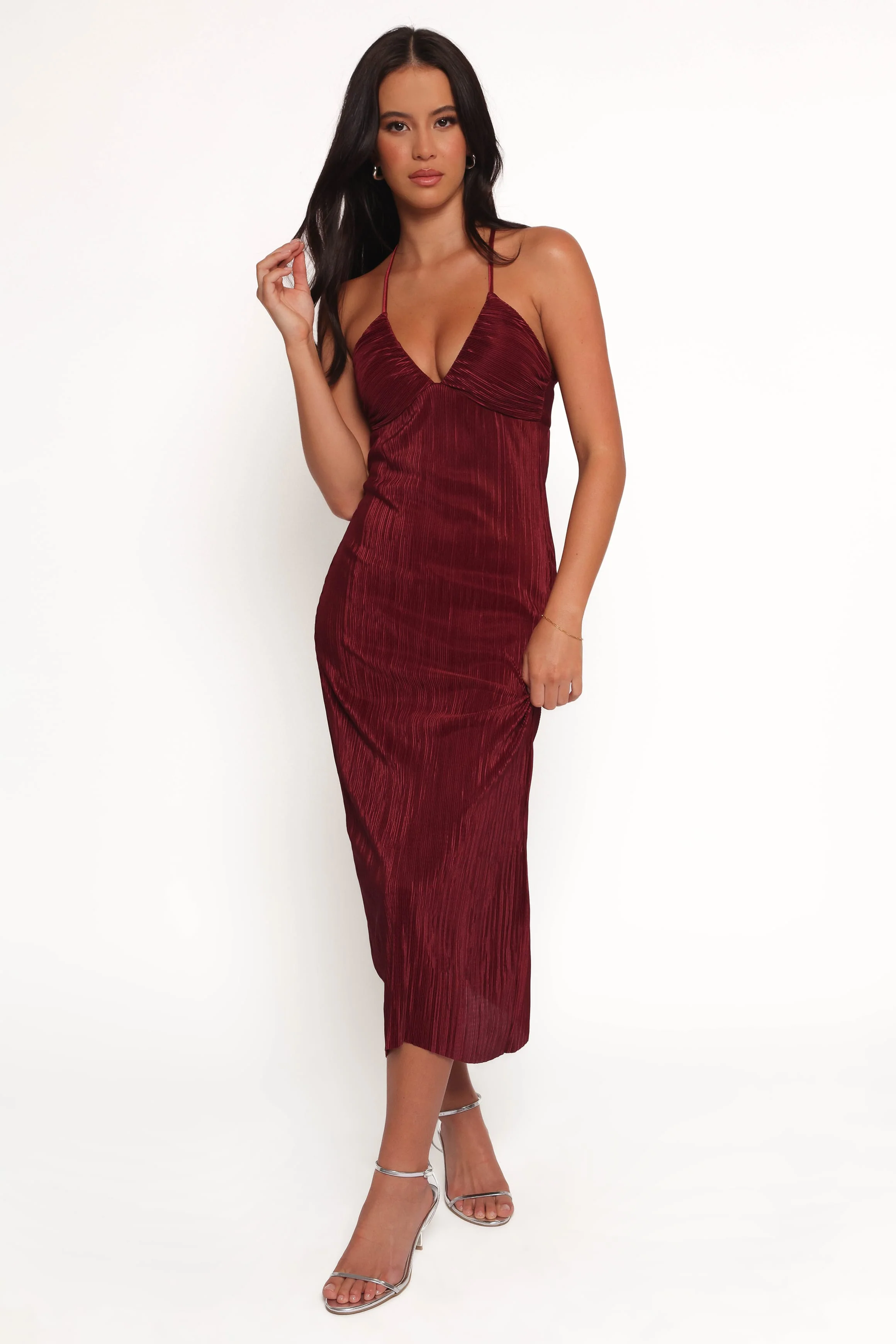 Safi Plisse Maxi Dress - Wine - Image 3