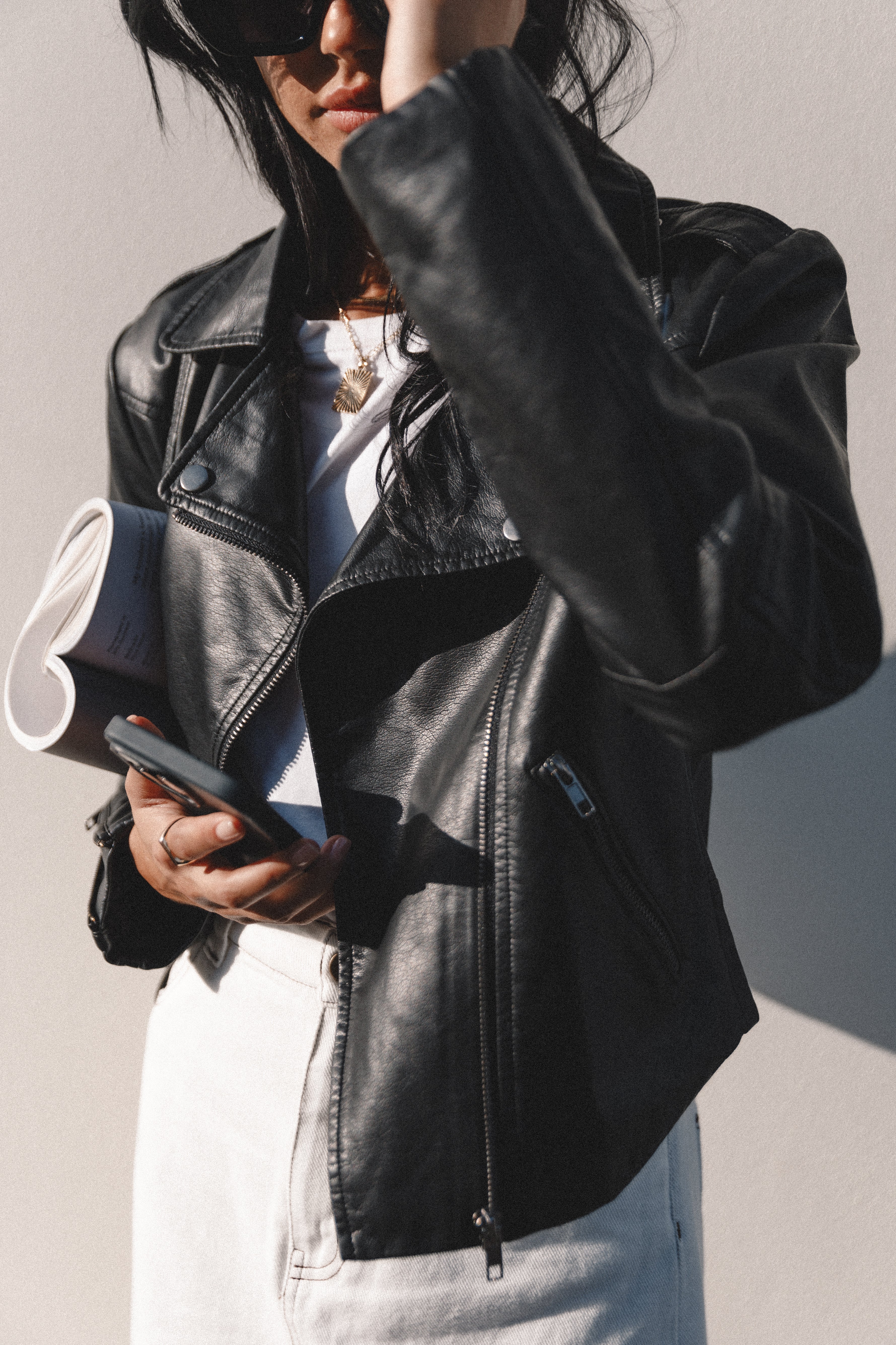 Salem Faux Leather Moto Jacket - Black