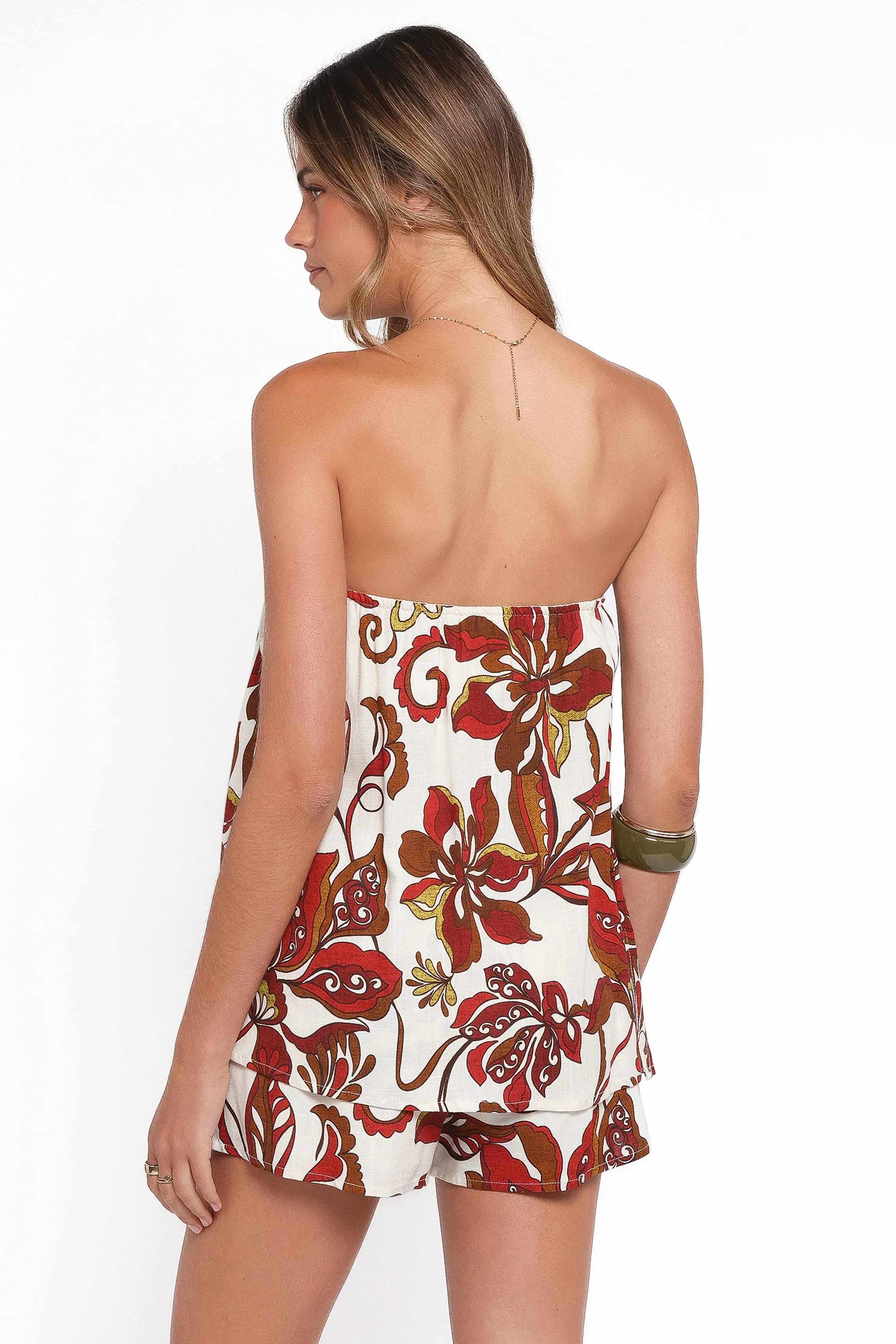 Sallie Strapless Playsuit - Brown Floral - Image 5