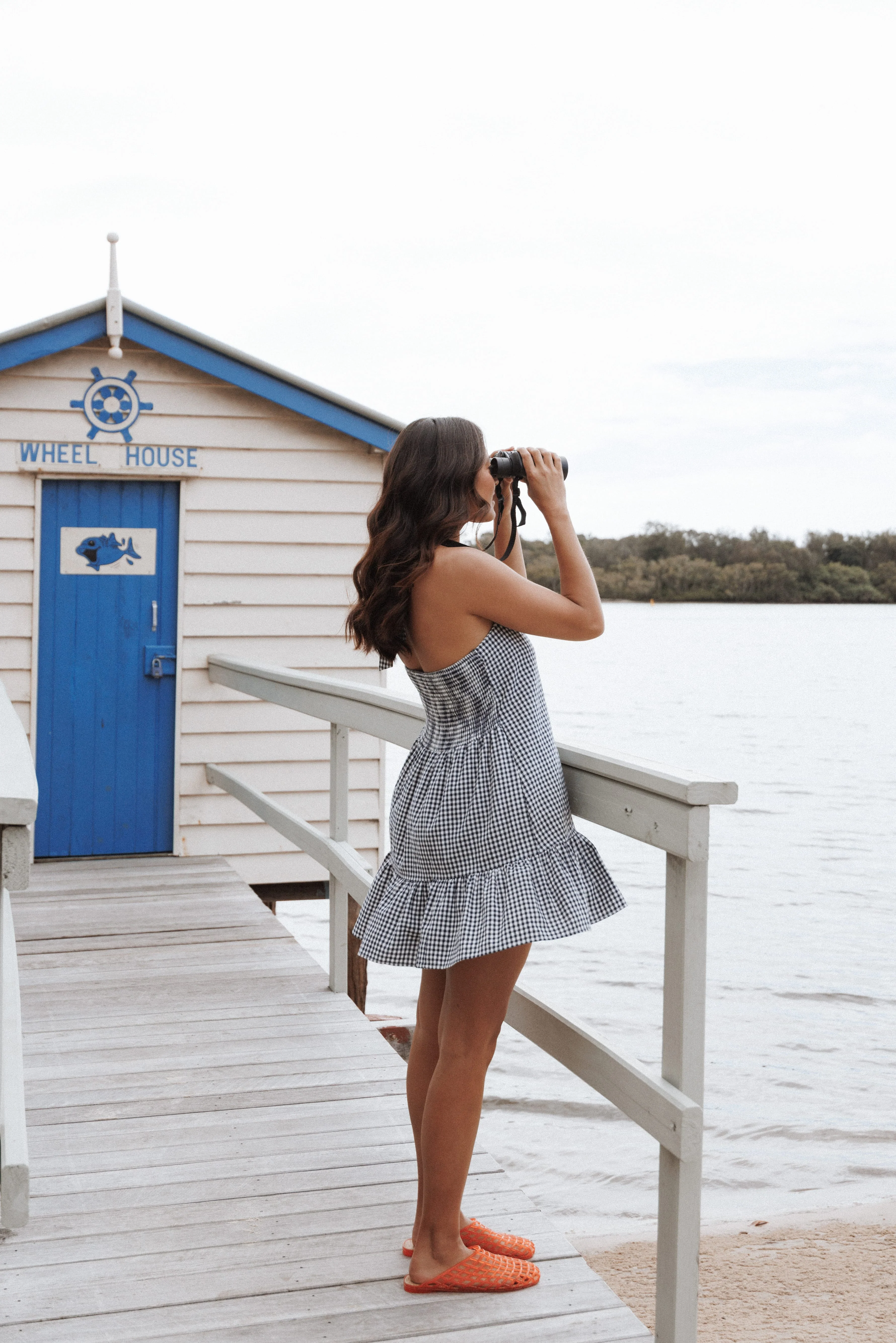 Samson Mini Dress - Navy Gingham - Image 3