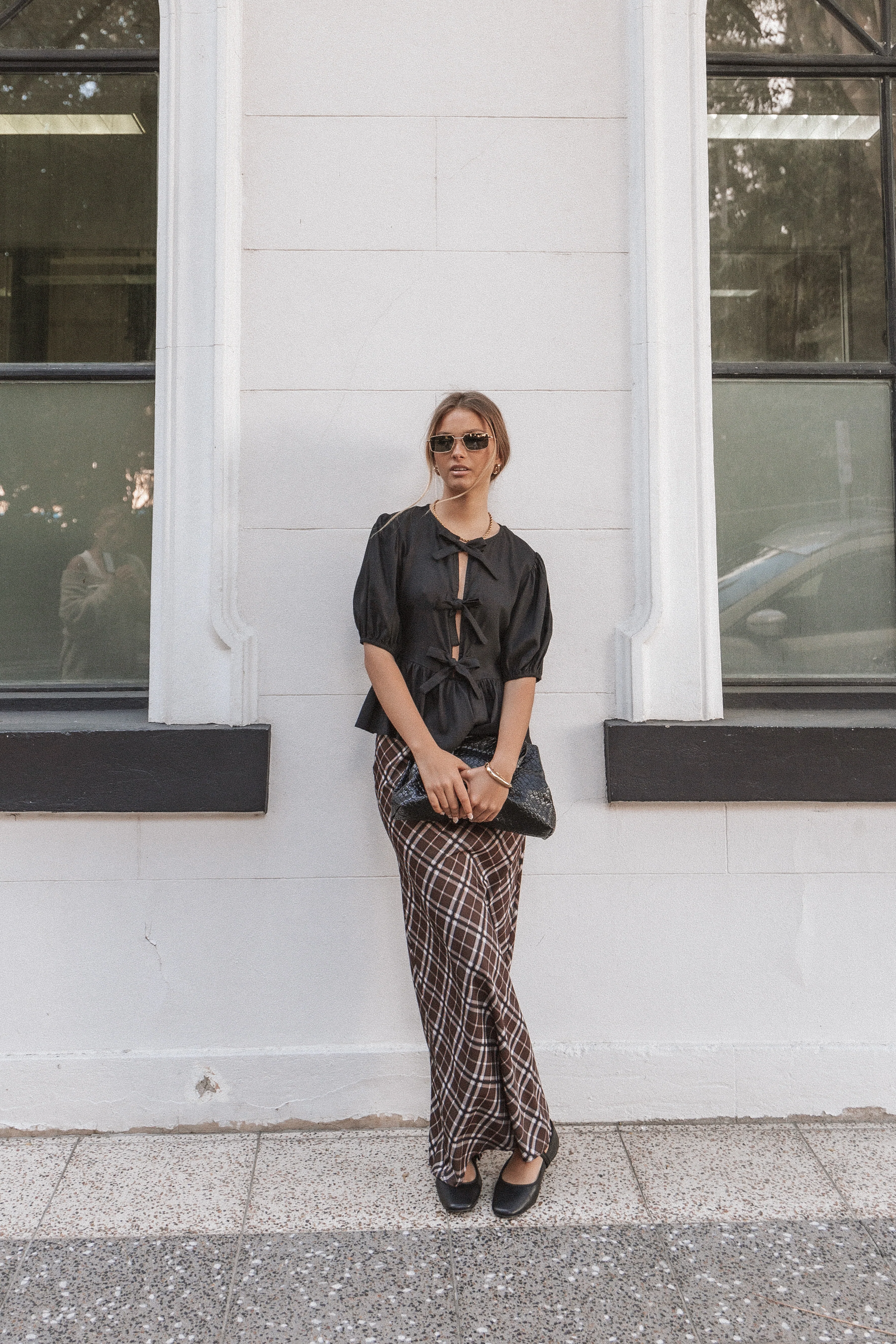 Sandra Midi Skirt - Brown Check - Image 2