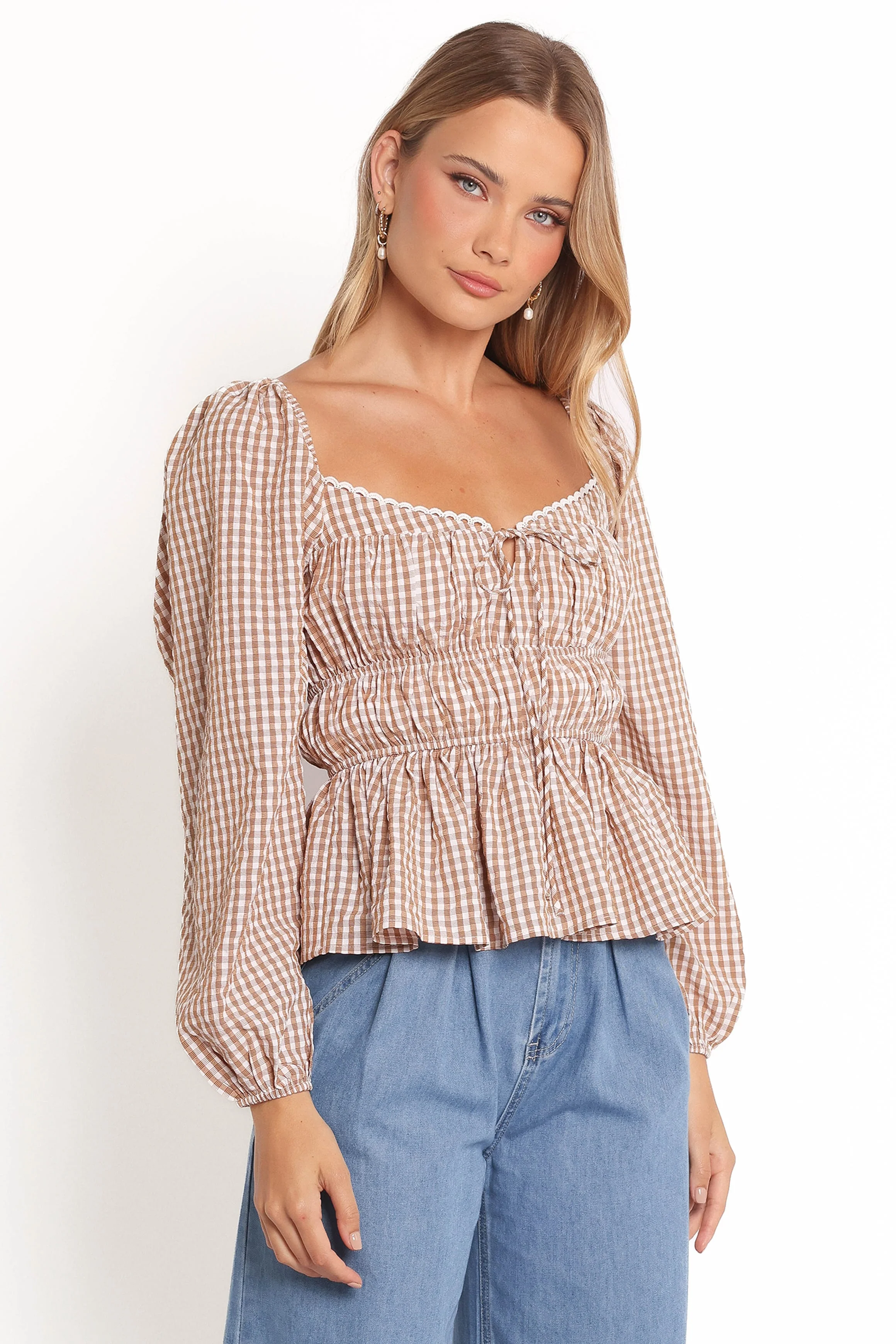 Saphia Top - Brown Check - Image 5