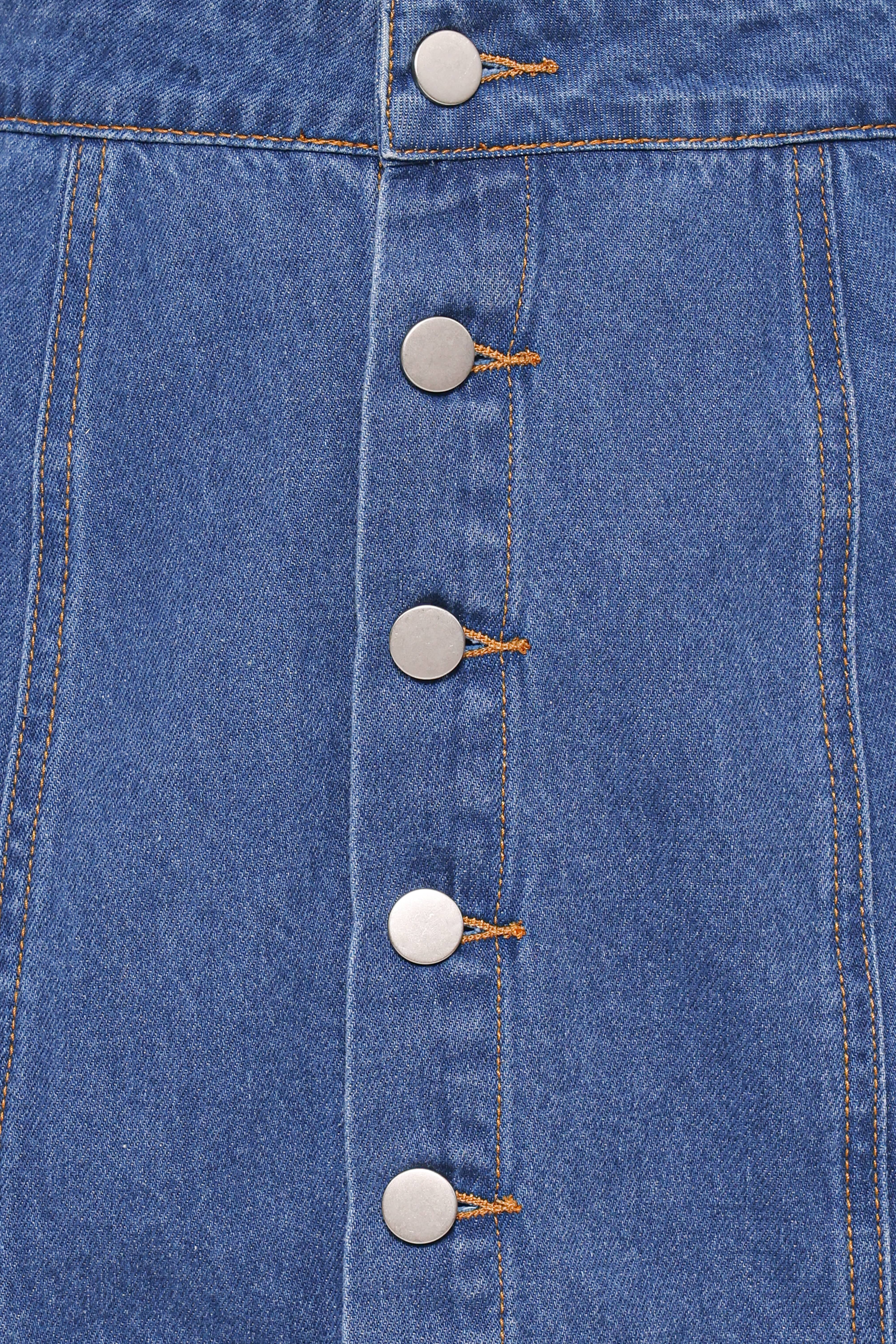Sara Button Front Denim Mini Skirt - Dark Wash - Image 8