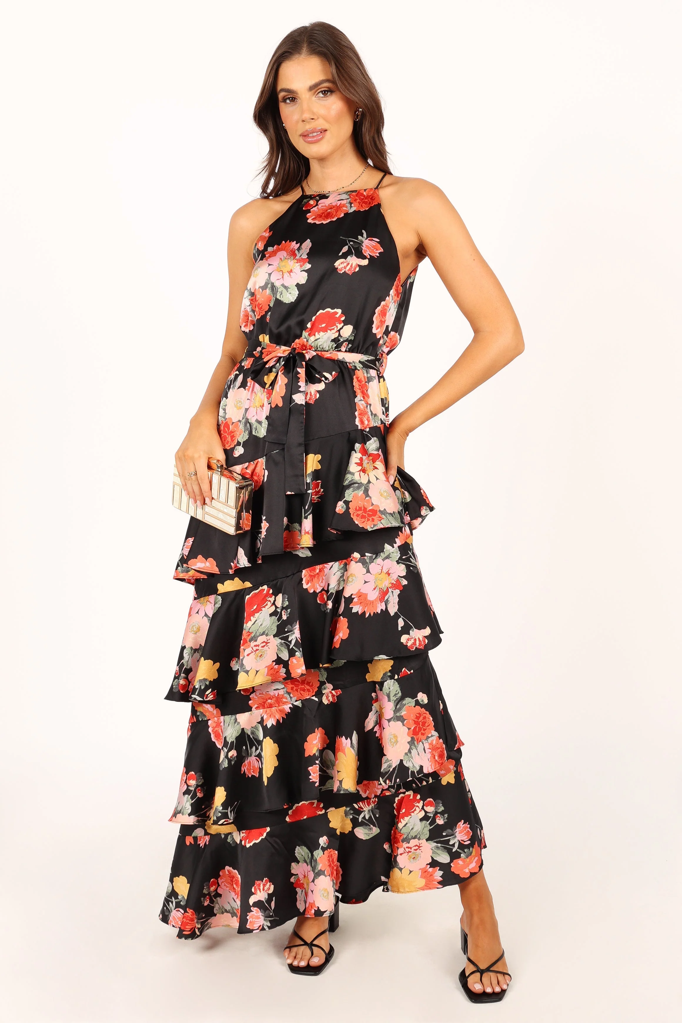 Sarona Halterneck Maxi Dress - Black Floral - Image 3