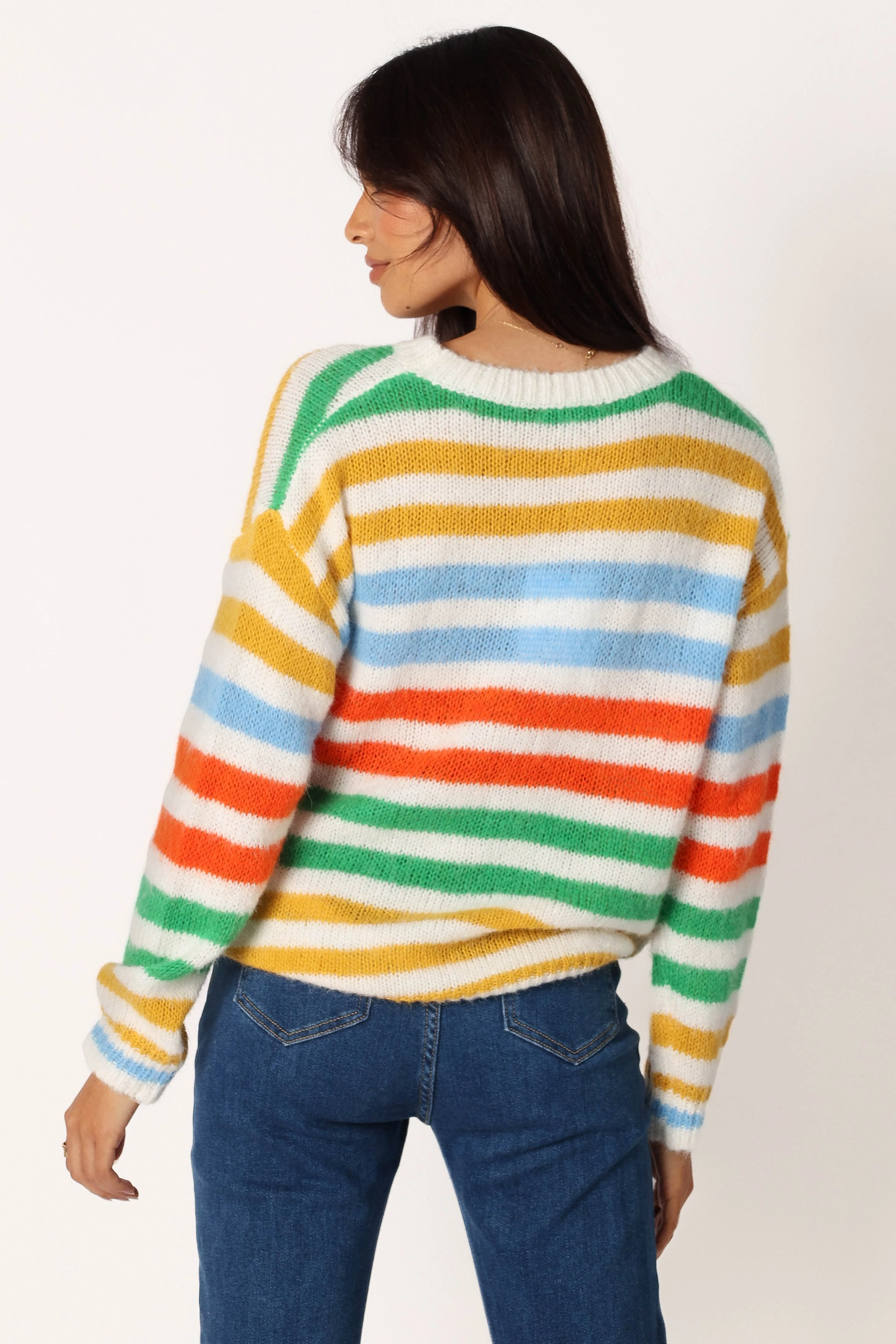 Sasha Multi Stripe Crewneck Knit Sweater - Multi - Image 3