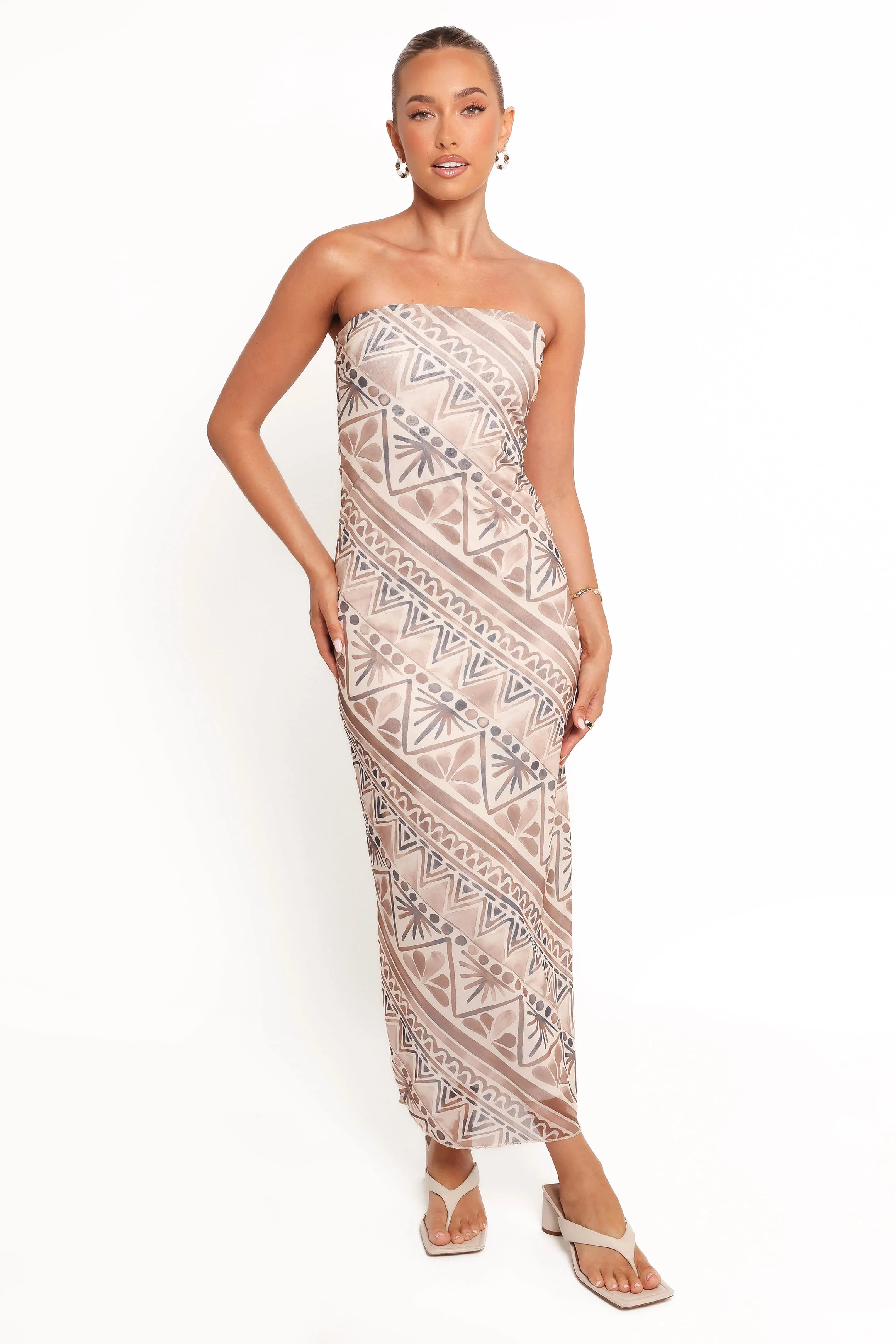 Saskia Strapless Midi Dress - Brown - Image 2