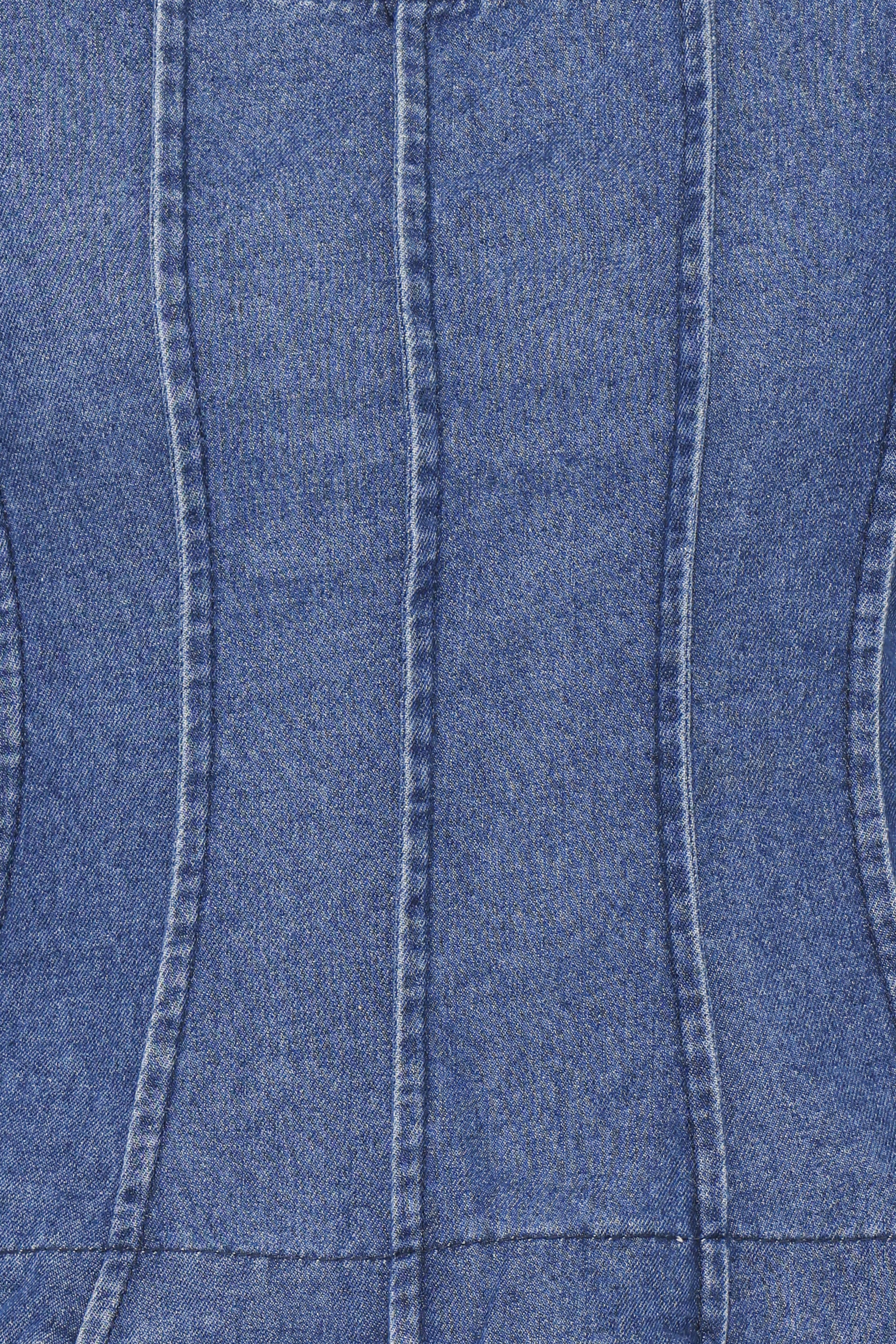Saylor Denim Peplum Top - Blue Medium Wash - Image 6
