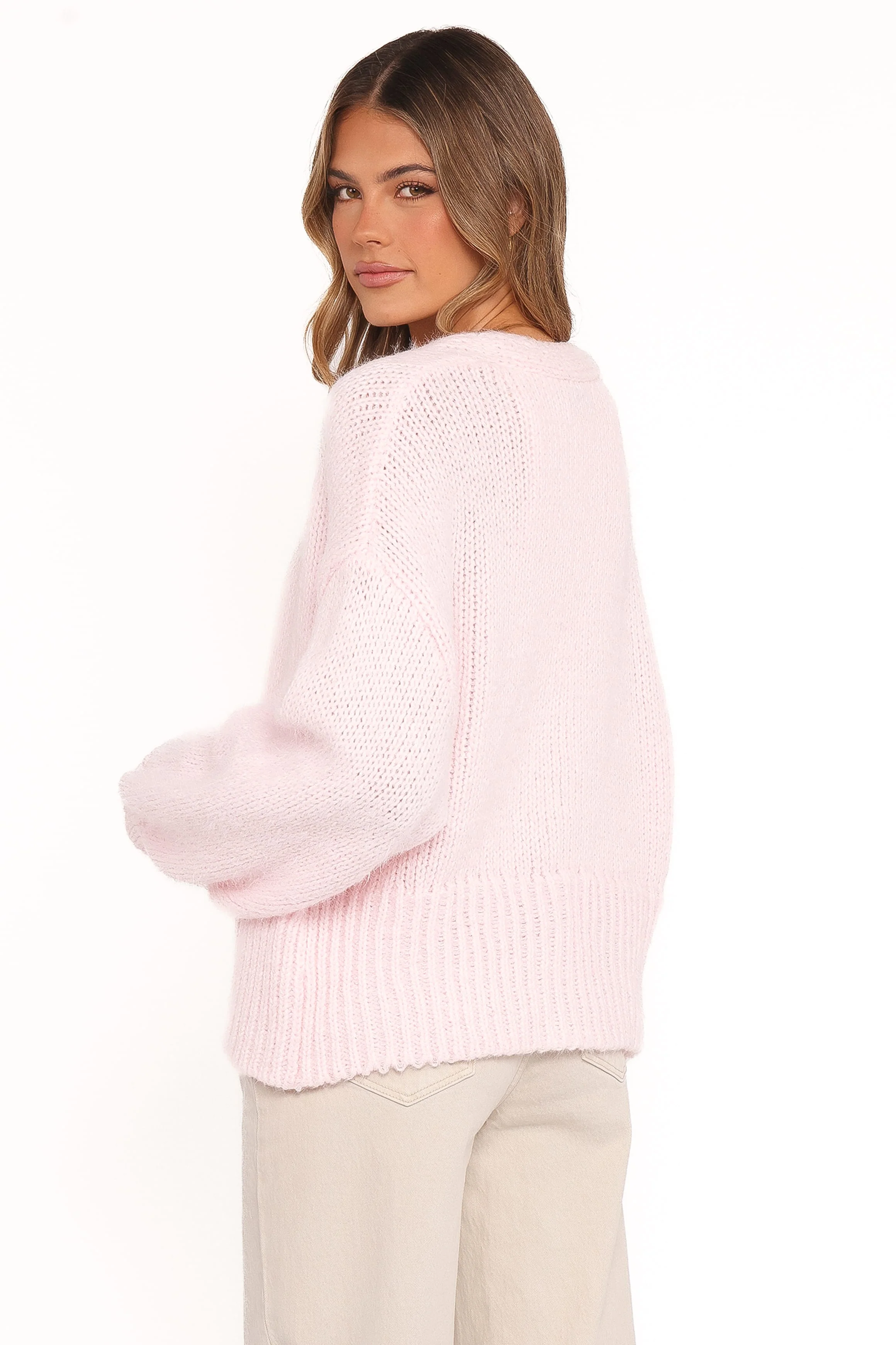 Selina Wide Sleeve Cardigan - Pale Pink - Image 4