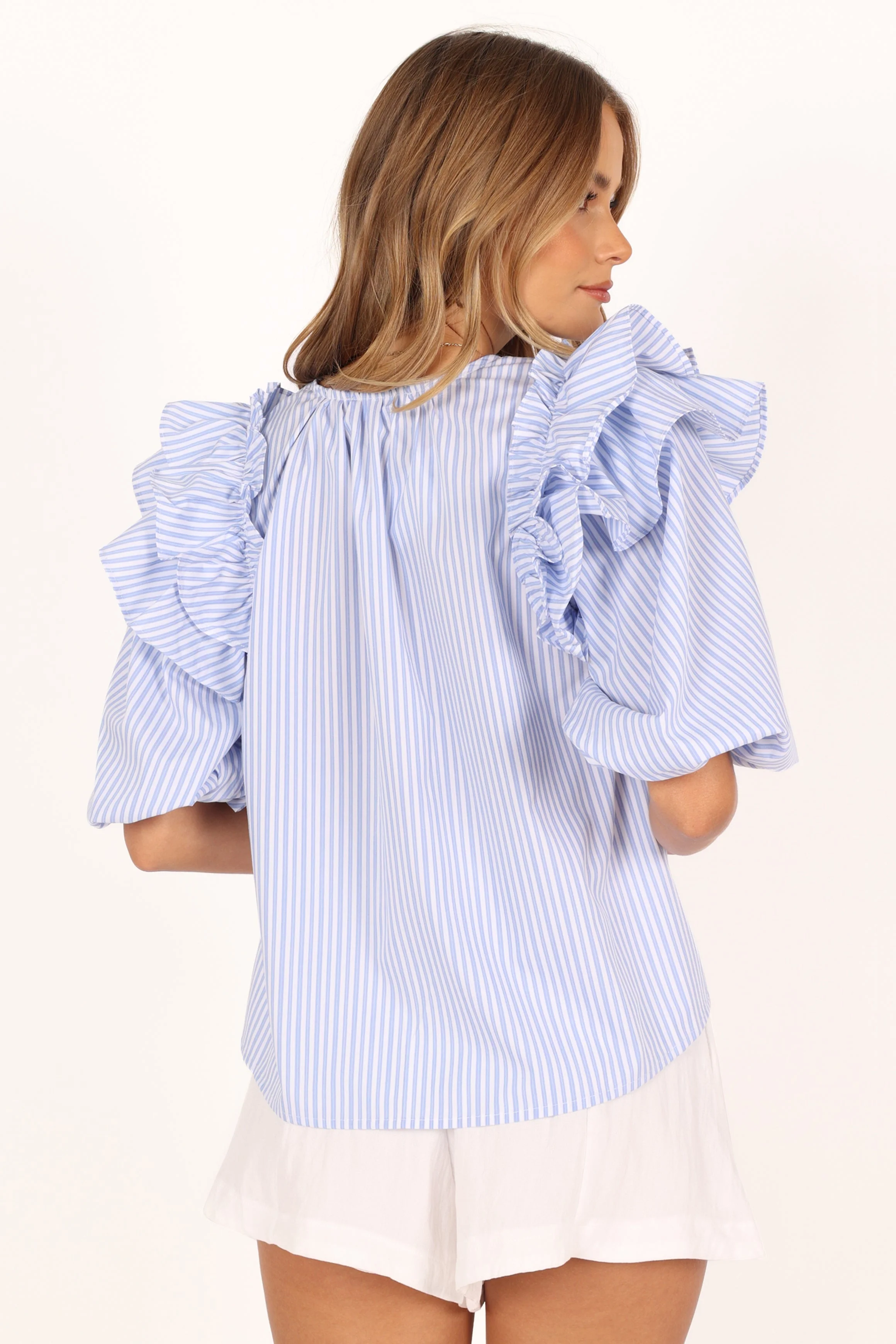 Shonee Puff Sleeve Top - Blue - Image 8