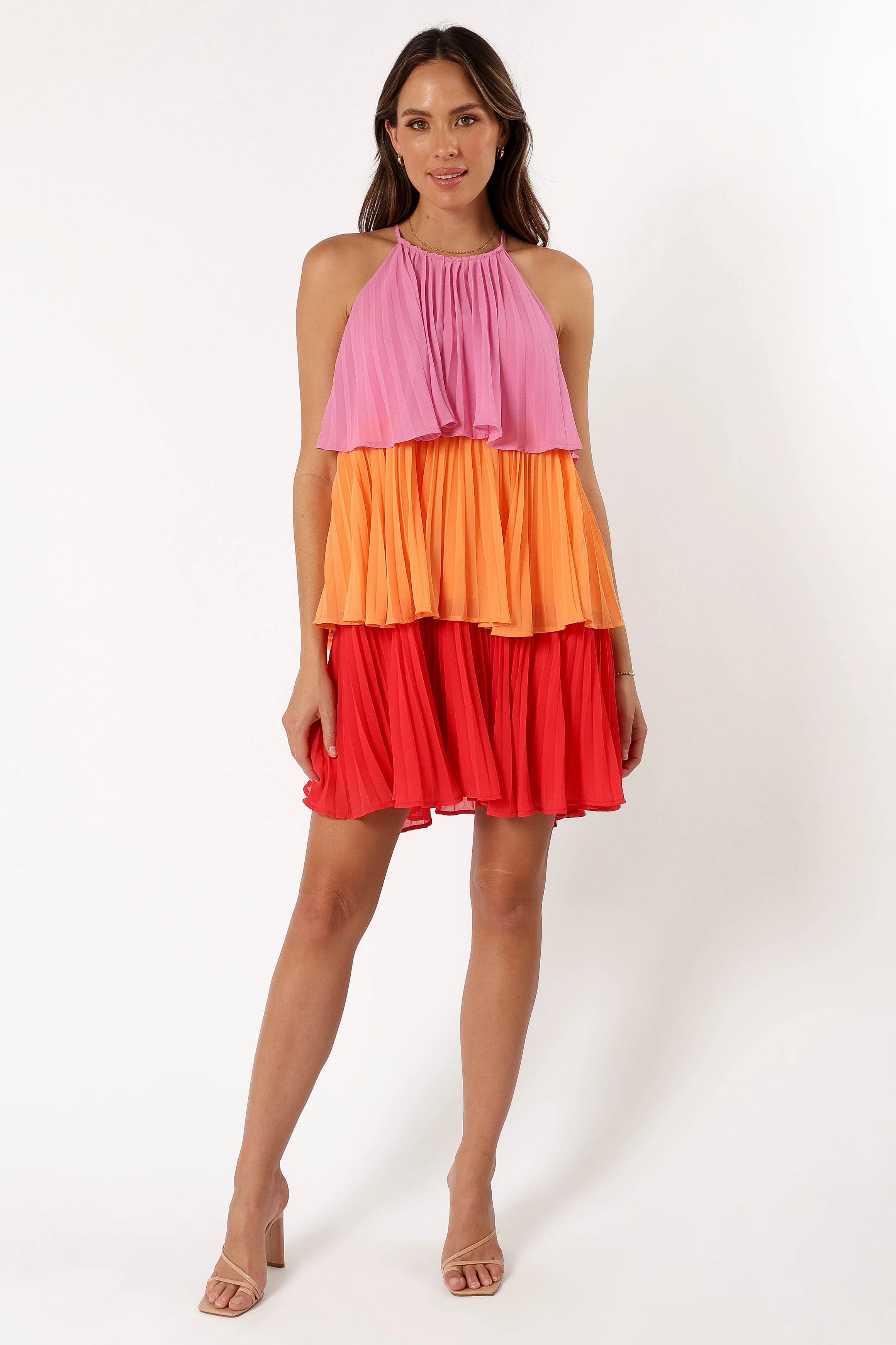 Shortcake Tiered Mini Dress - Pink Orange Red - Image 7