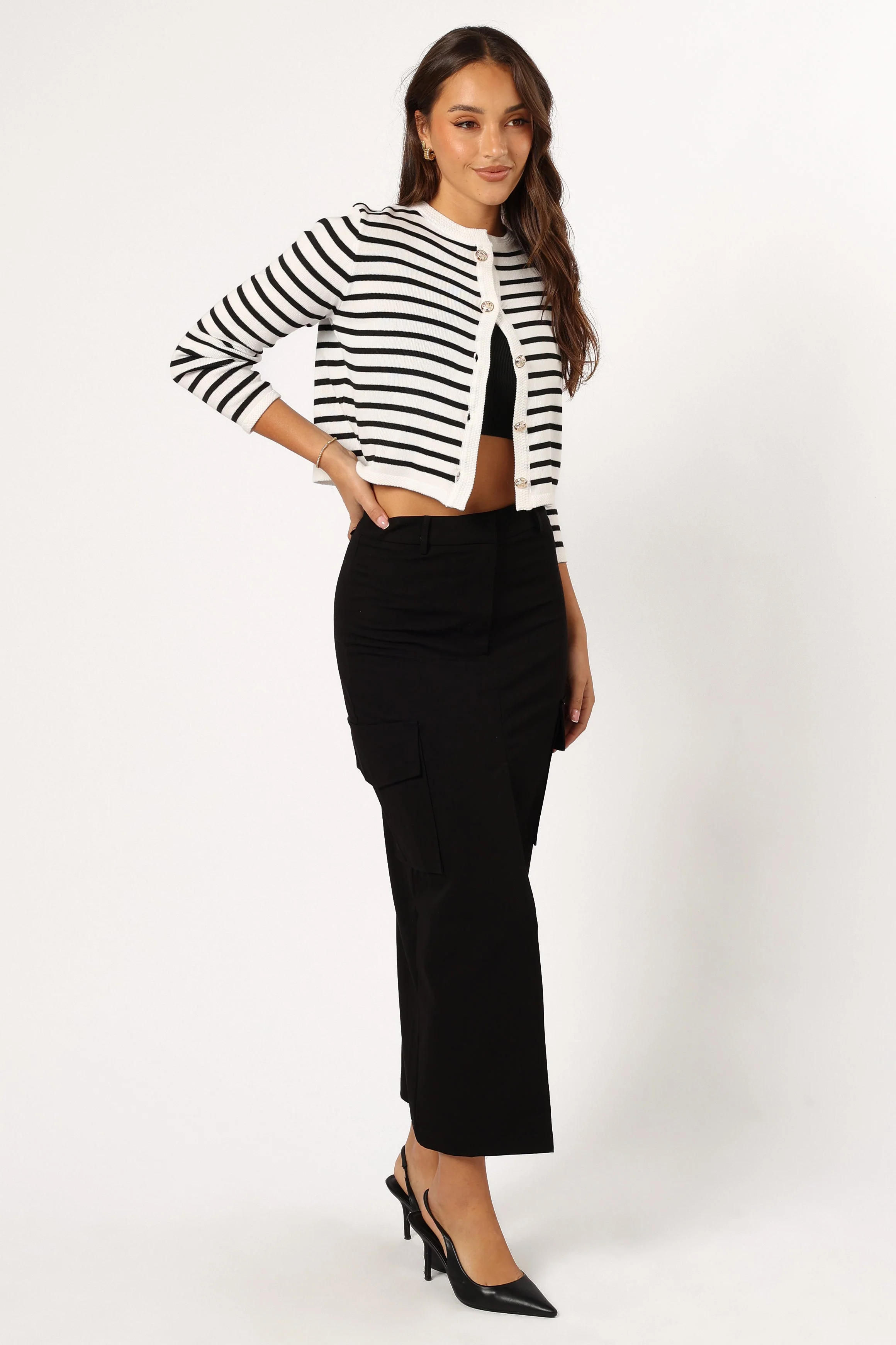 Siana Cargo Midi Skirt - Black - Image 6