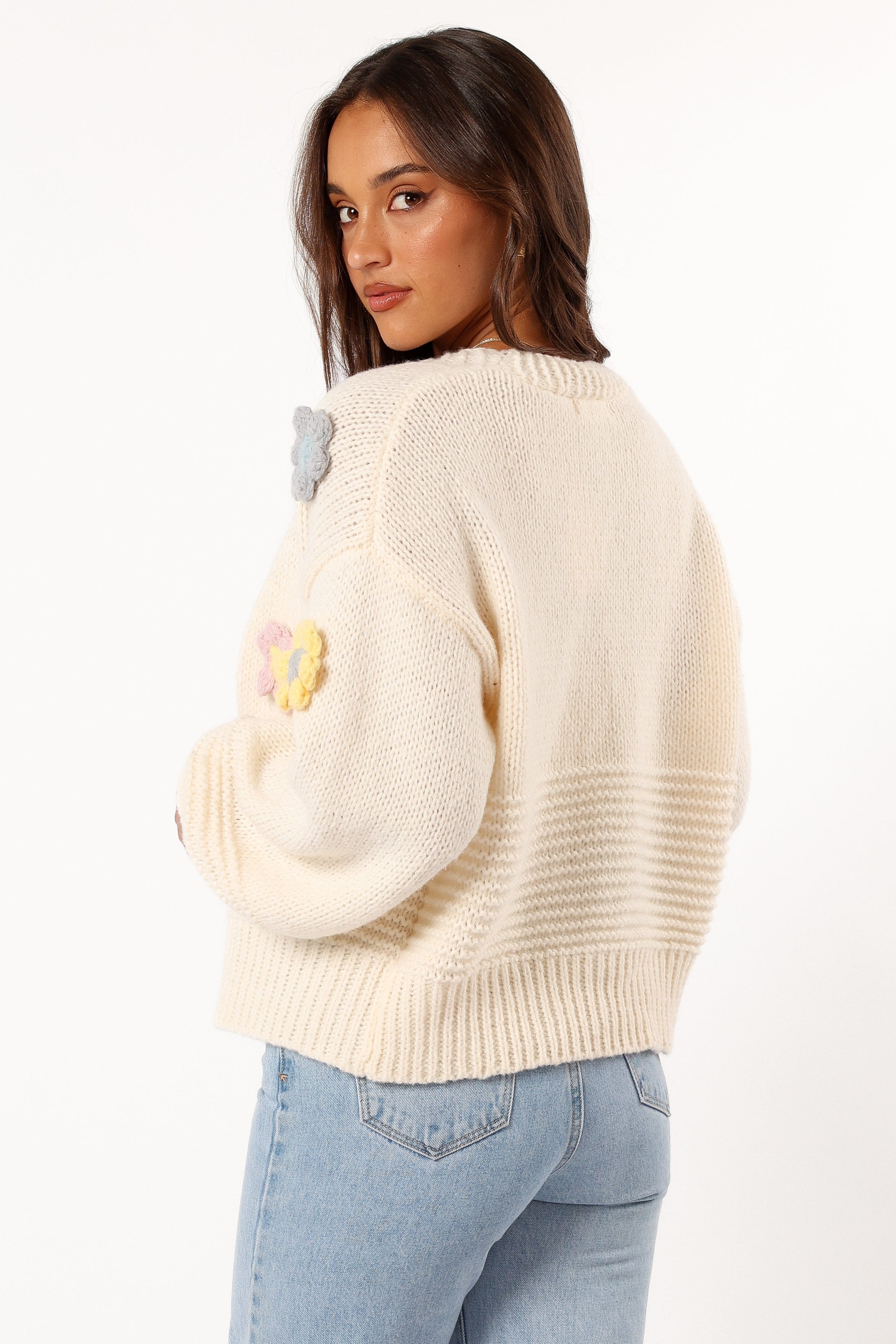 Sienna Flower Cardigan - Cream - Image 4