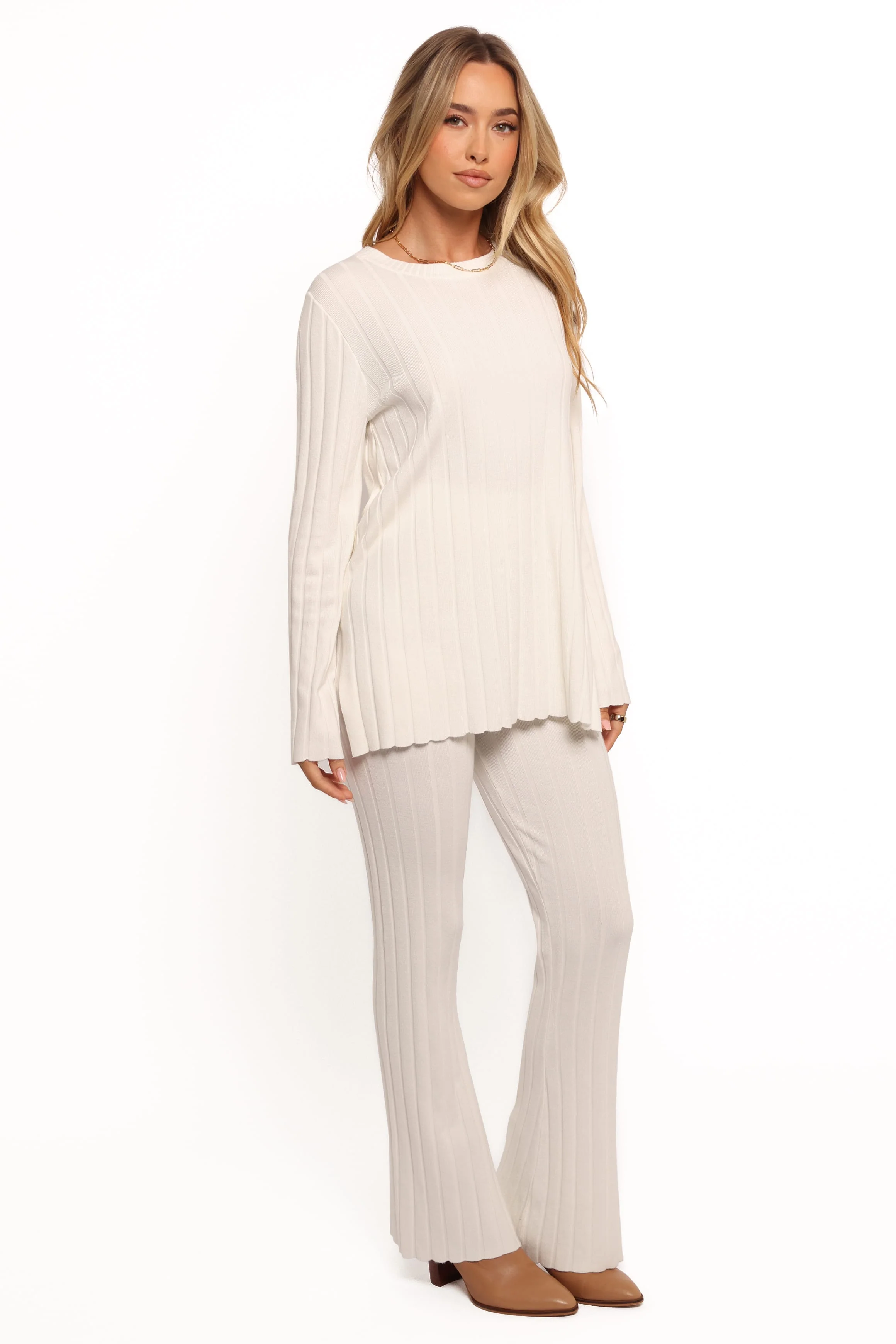 Silvie Long Sleeve Knitted Set - Cream - Image 5