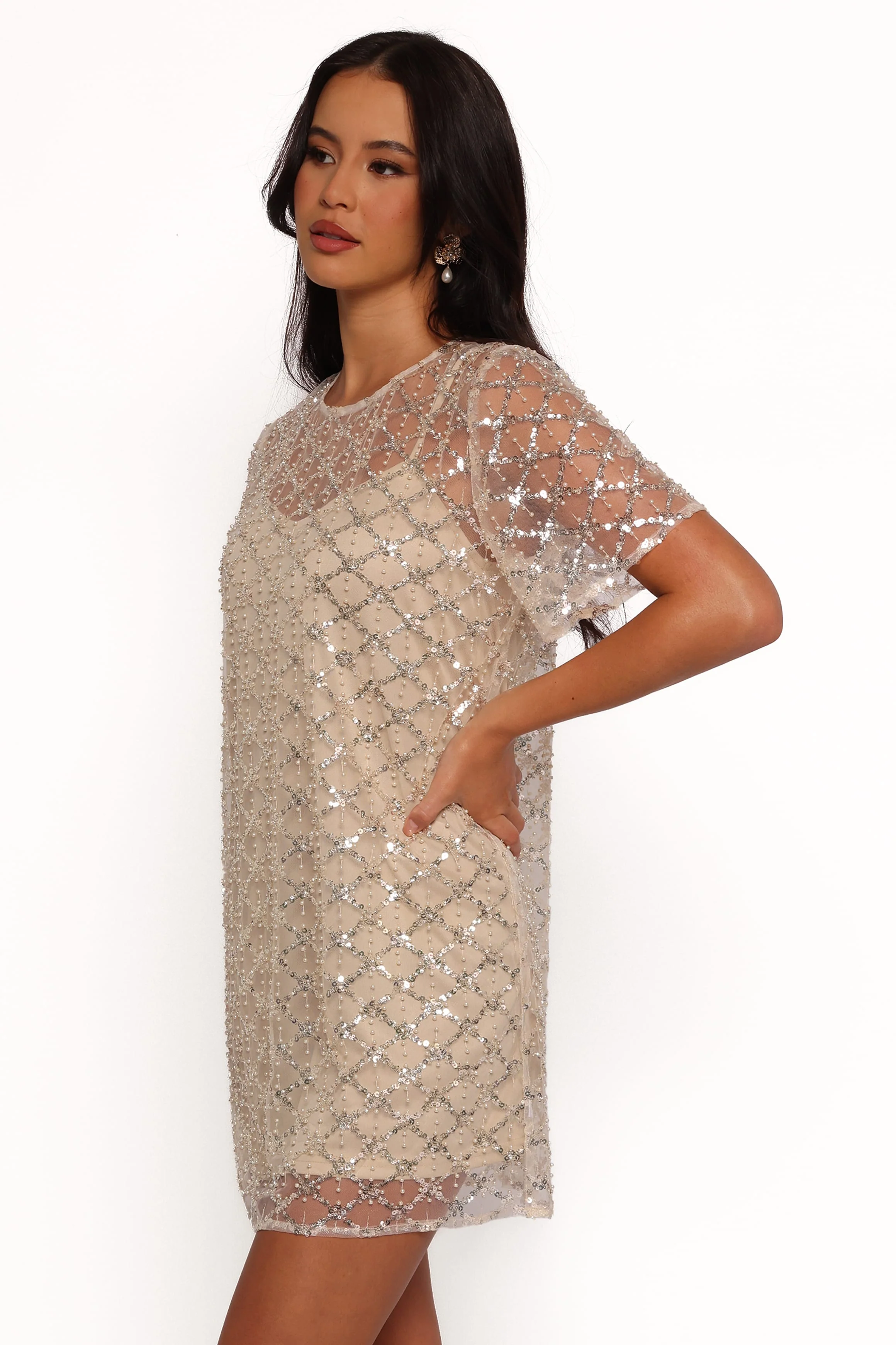 Silvie Mini Dress - Light Taupe - Image 5