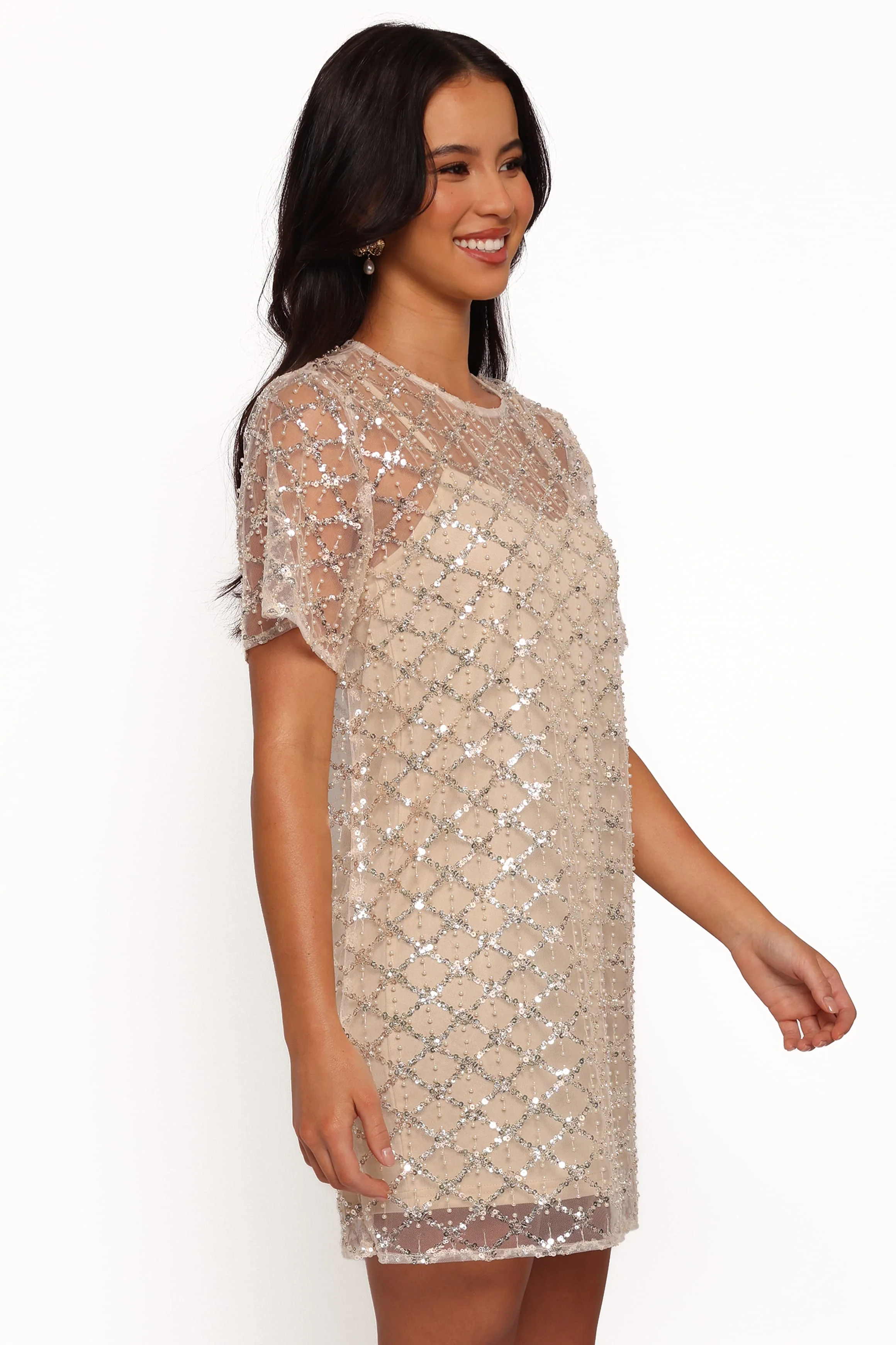 Silvie Mini Dress - Light Taupe - Image 7