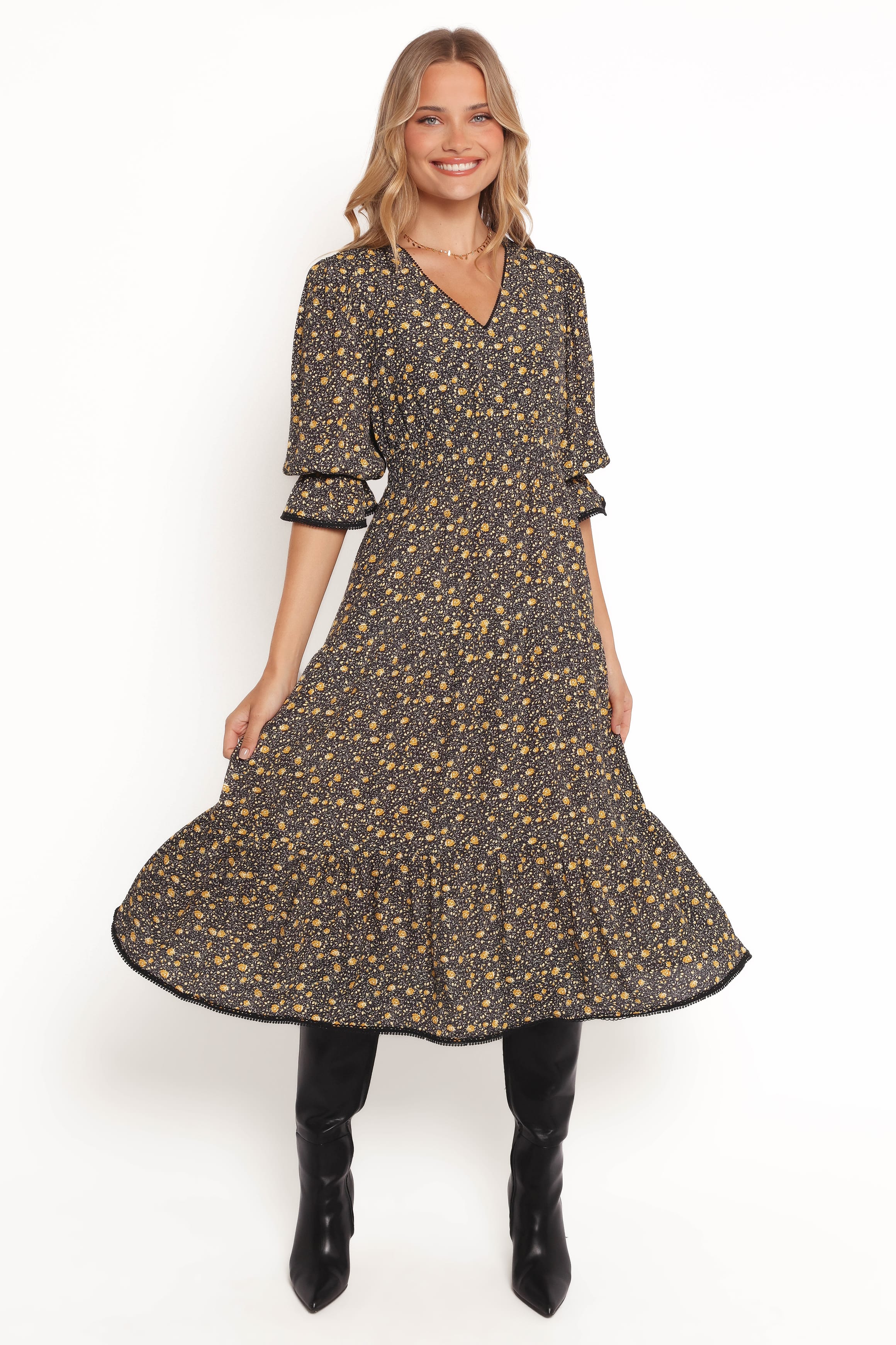 Simone Midi Dress - Midnight Daisy - Image 3