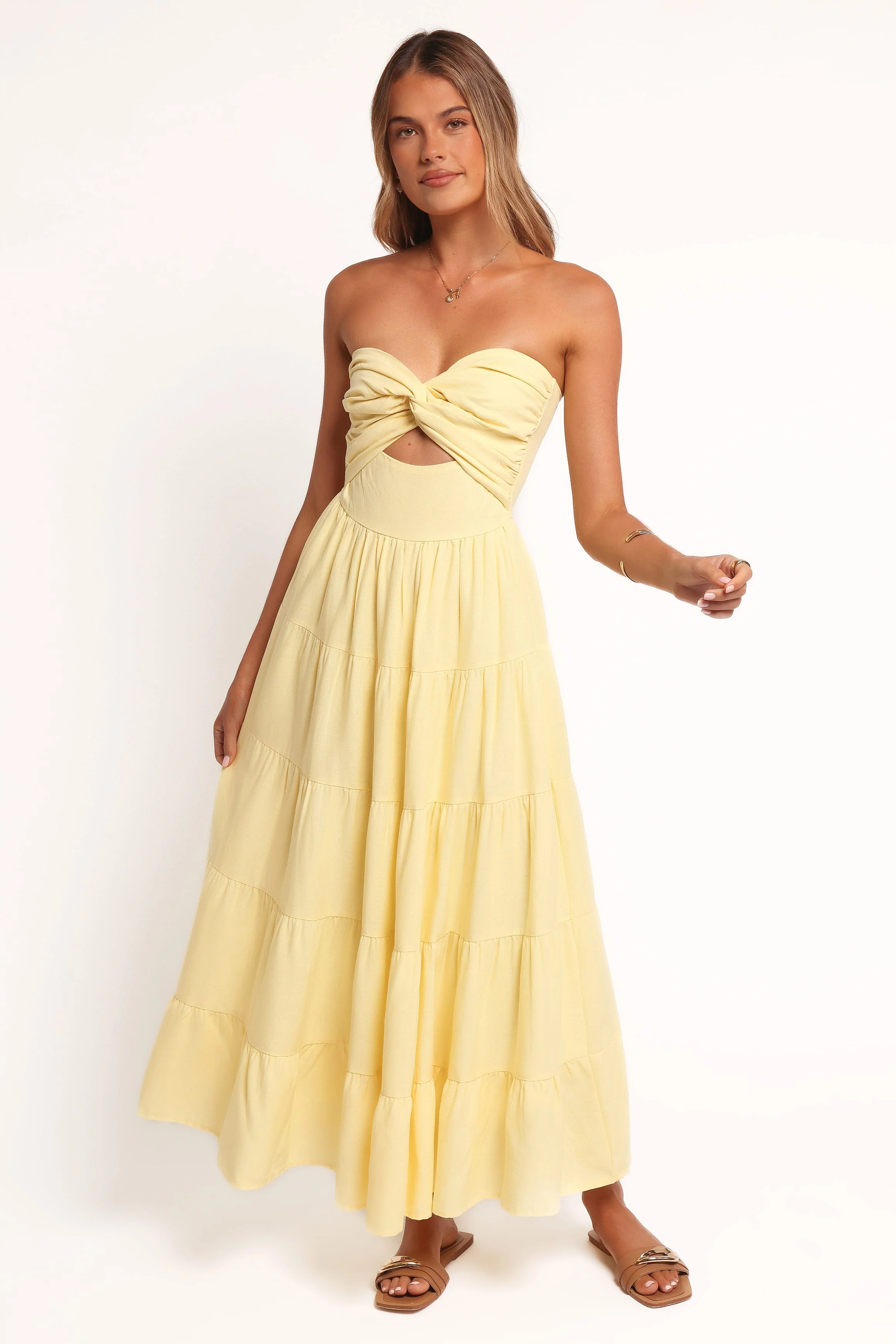 Sitara Strapless Midi Dress - Yellow - Image 2