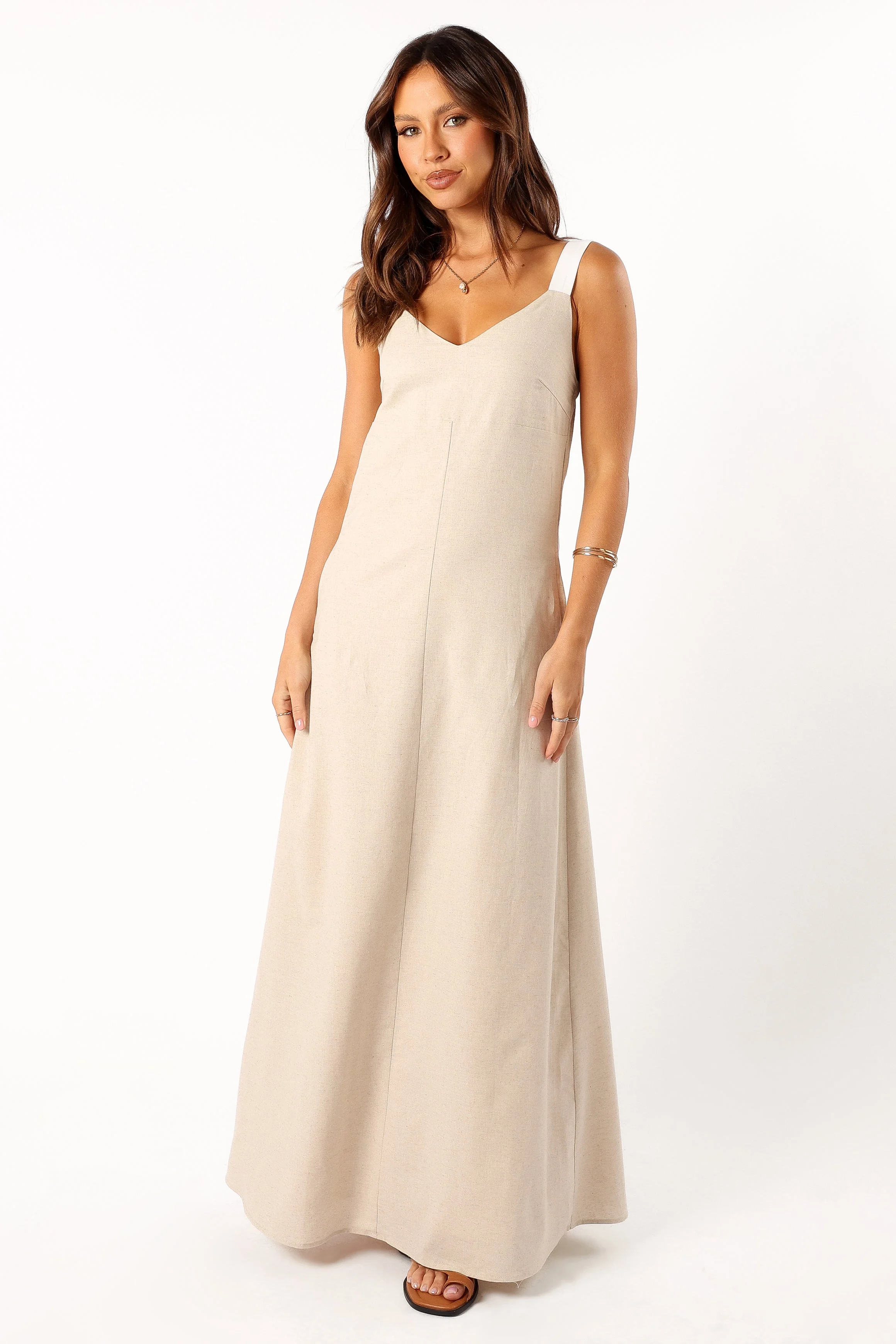 Sjon Contrast Strap maxi Dress - Oatmeal - Image 8