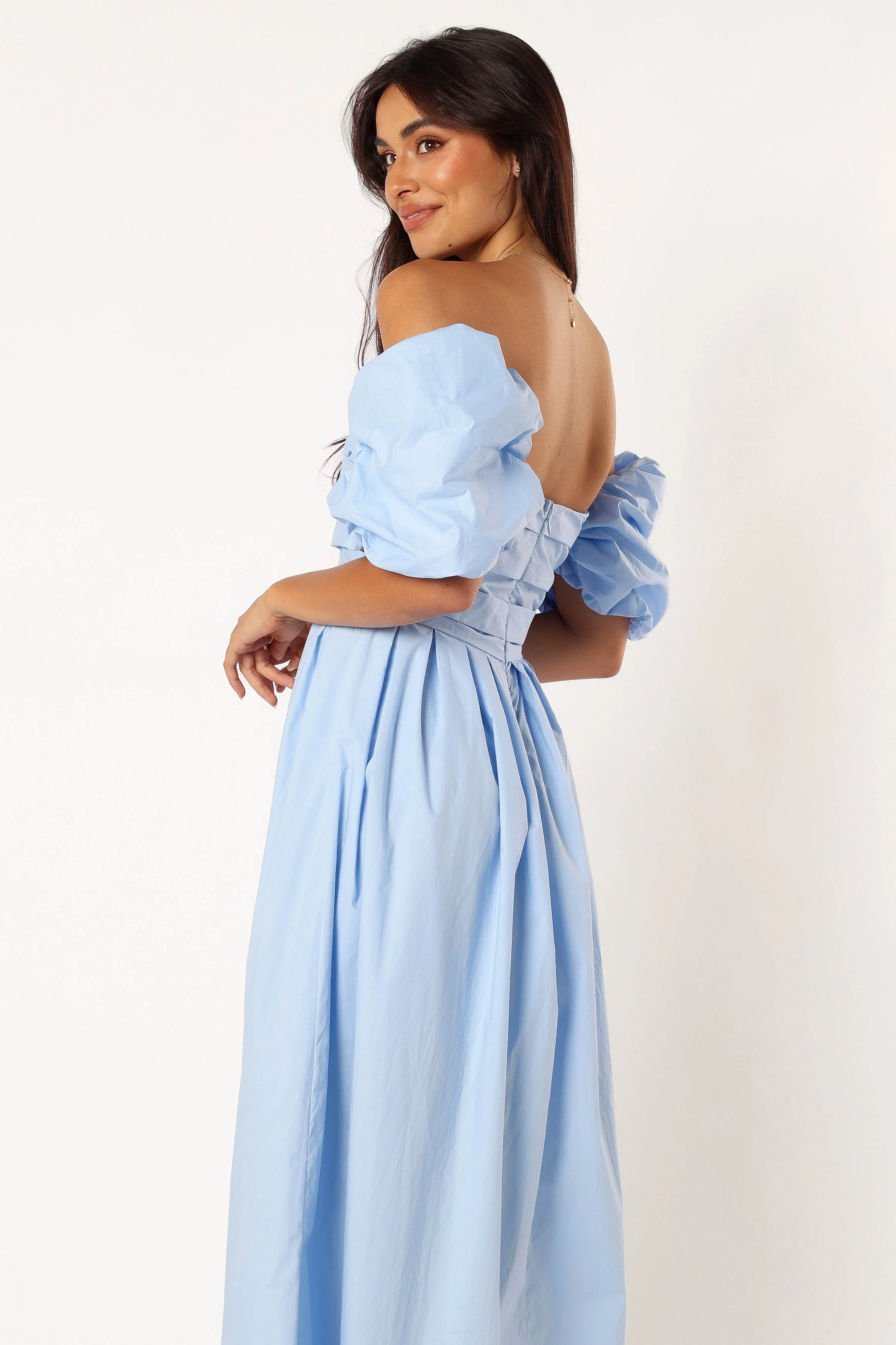 Solana Off Shoulder Midi Dress - Blue - Image 7
