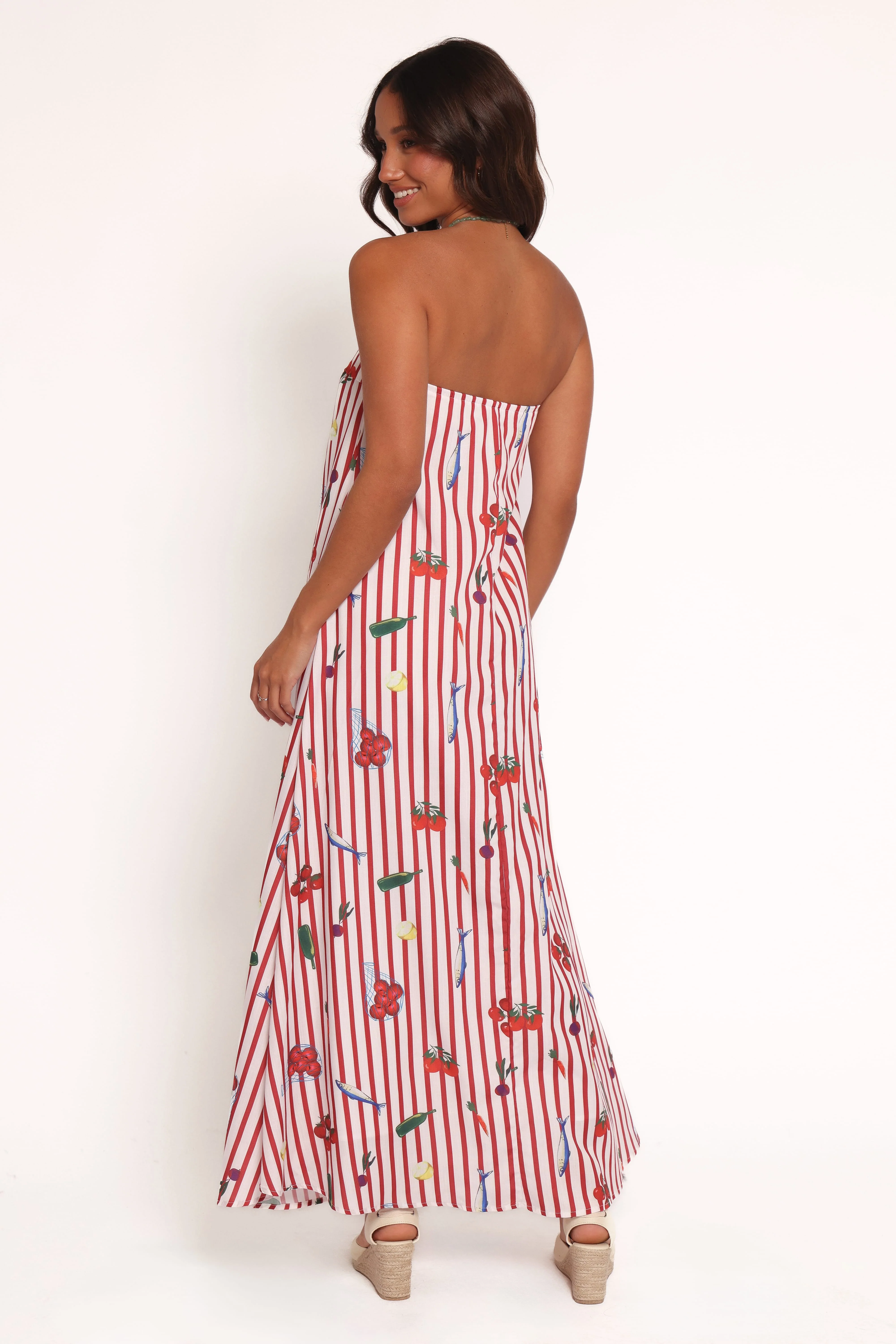 Soph Strapless Maxi Dress - Red Picnic Stripe - Image 5