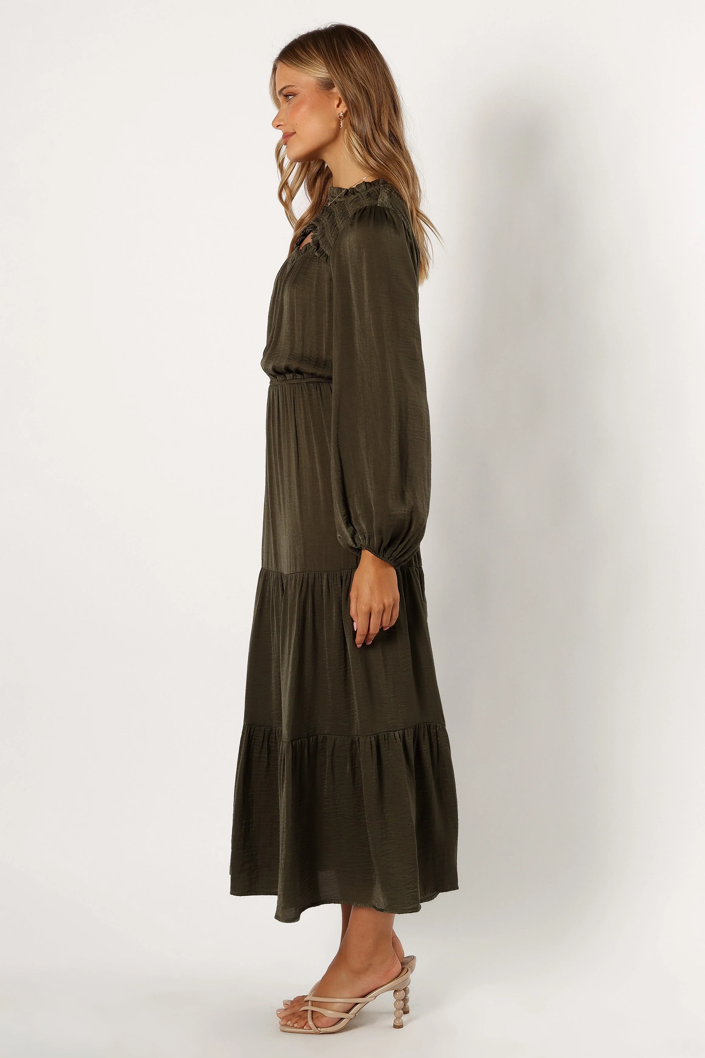 Suella Long Sleeve Maxi Dress - Olive - Image 3