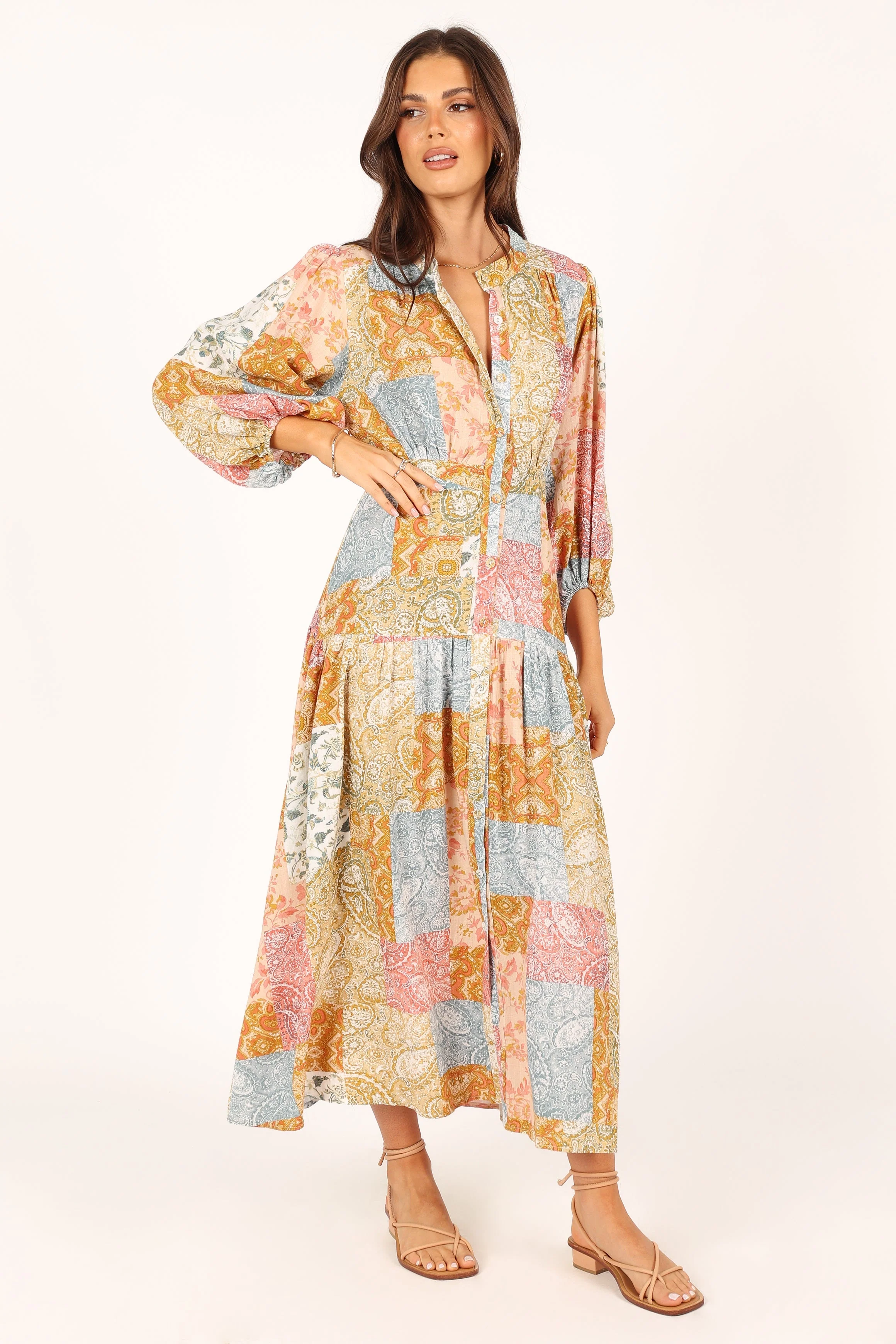 Syracuse Long Sleeve Midi Dress - Multi - Image 9