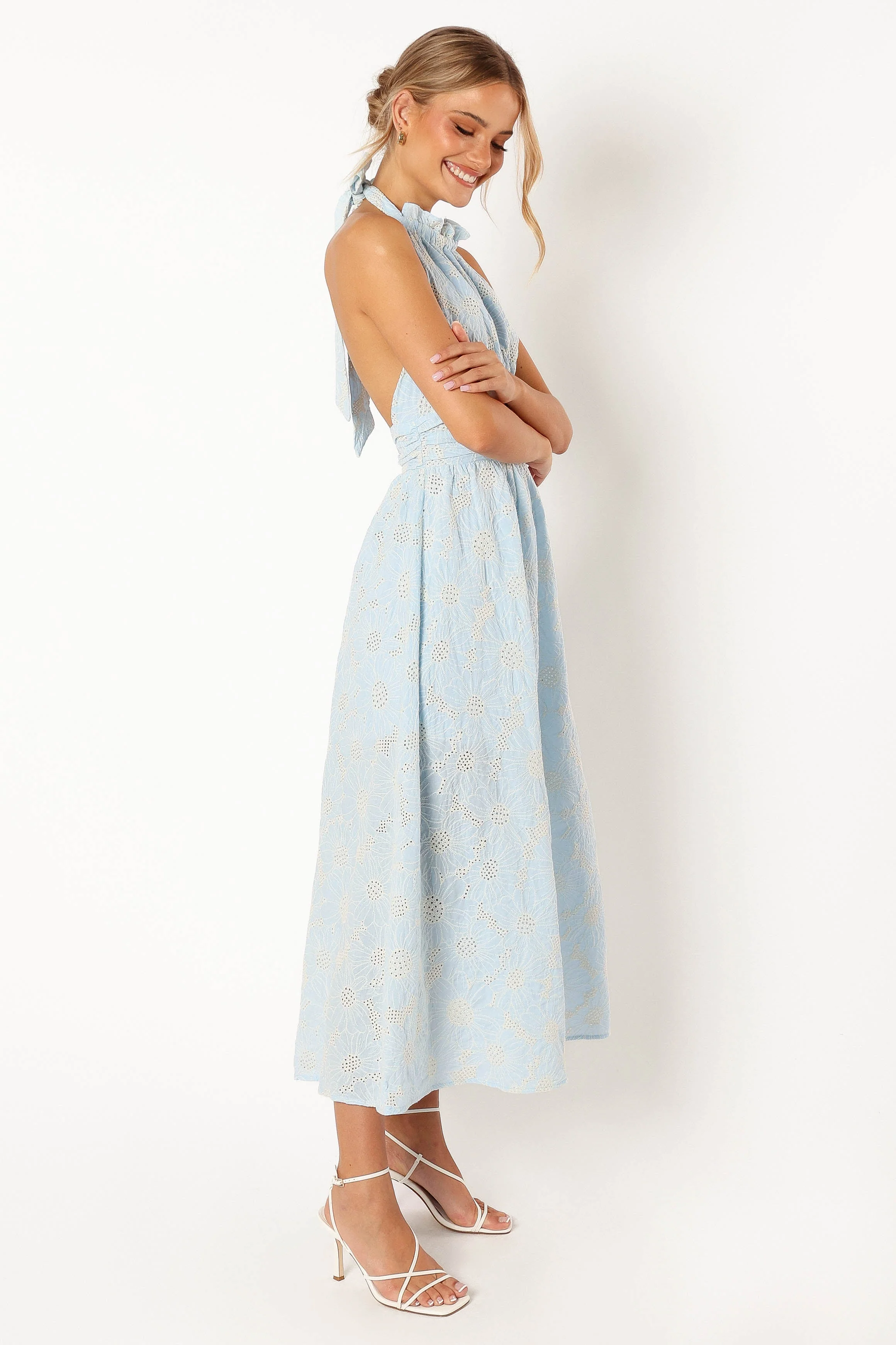 Taila Halterneck Midi Dress - Blue Floral - Image 6