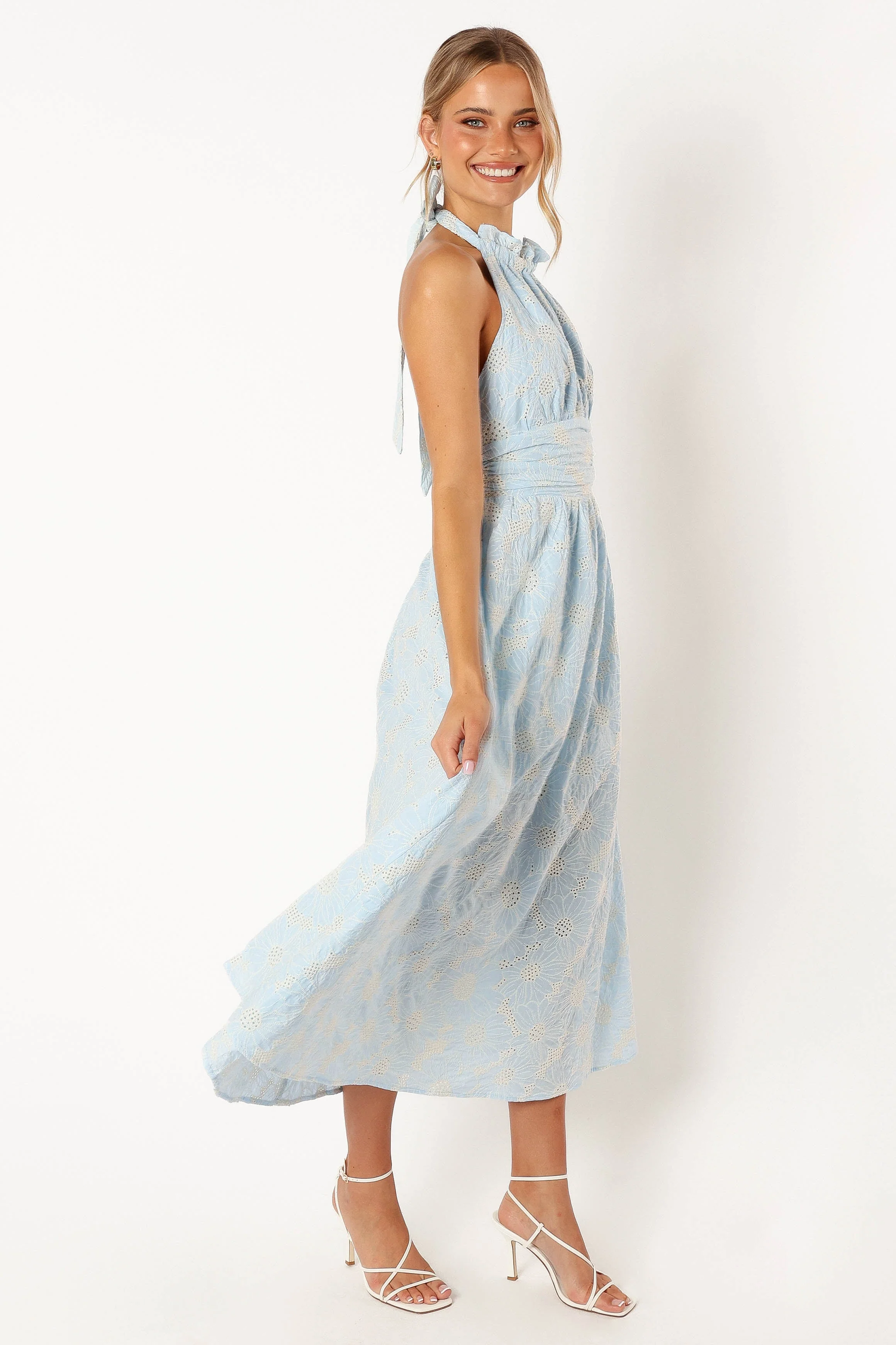 Taila Halterneck Midi Dress - Blue Floral - Image 7