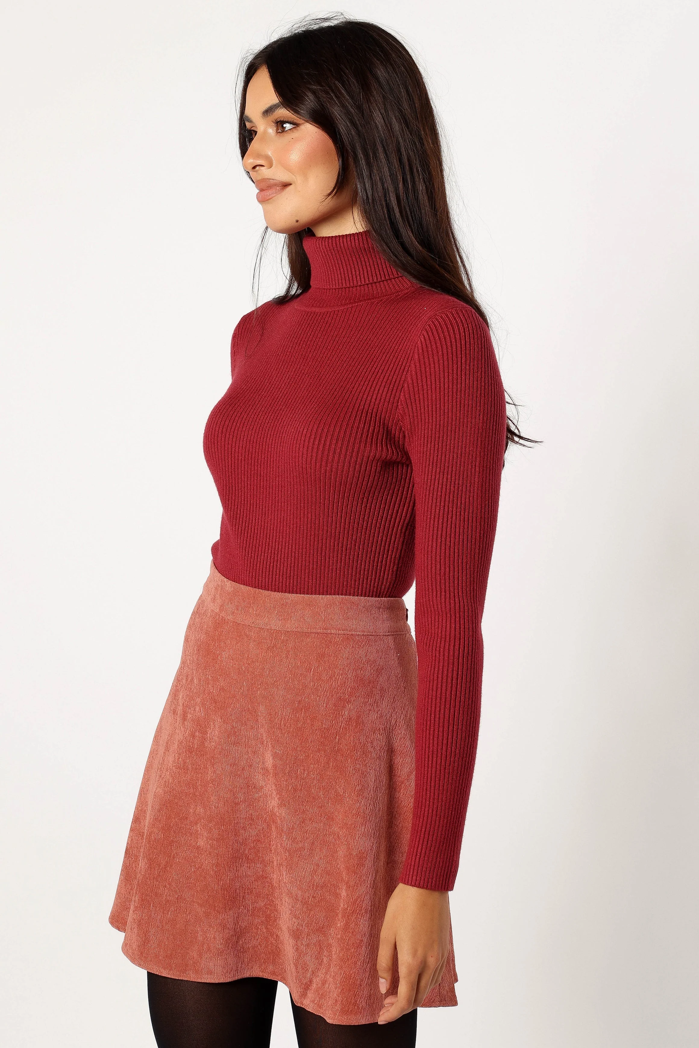 Tammy Cord Skirt - Brick - Image 4