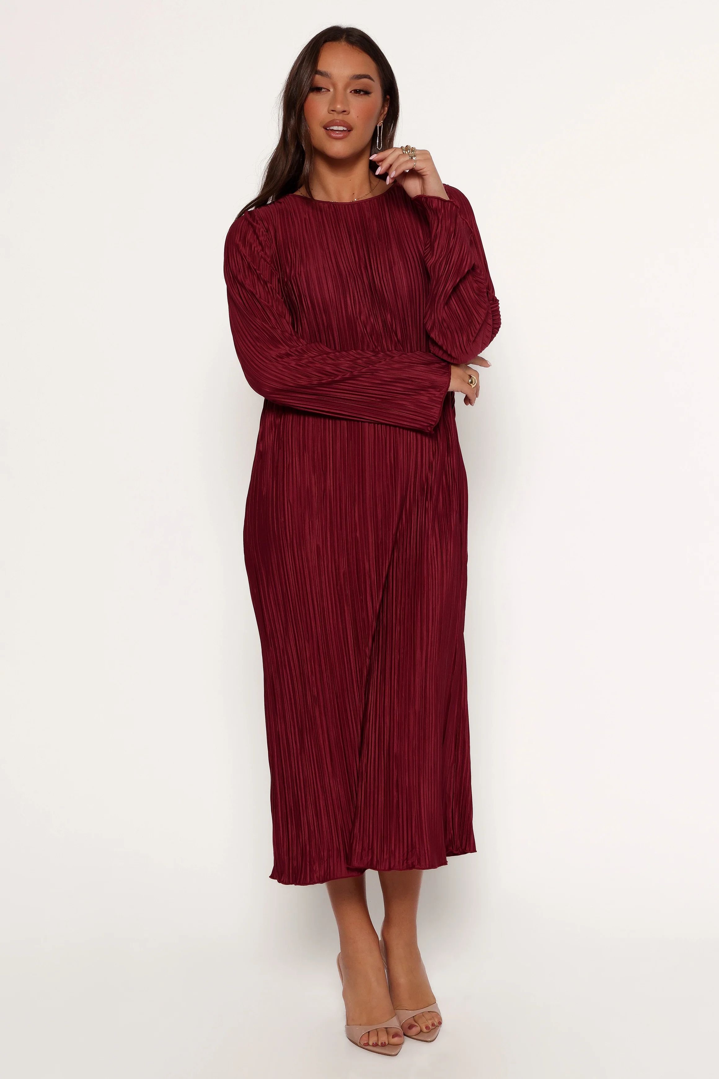 Tannikah Plisse Midi Dress - Ruby Wine - Image 4