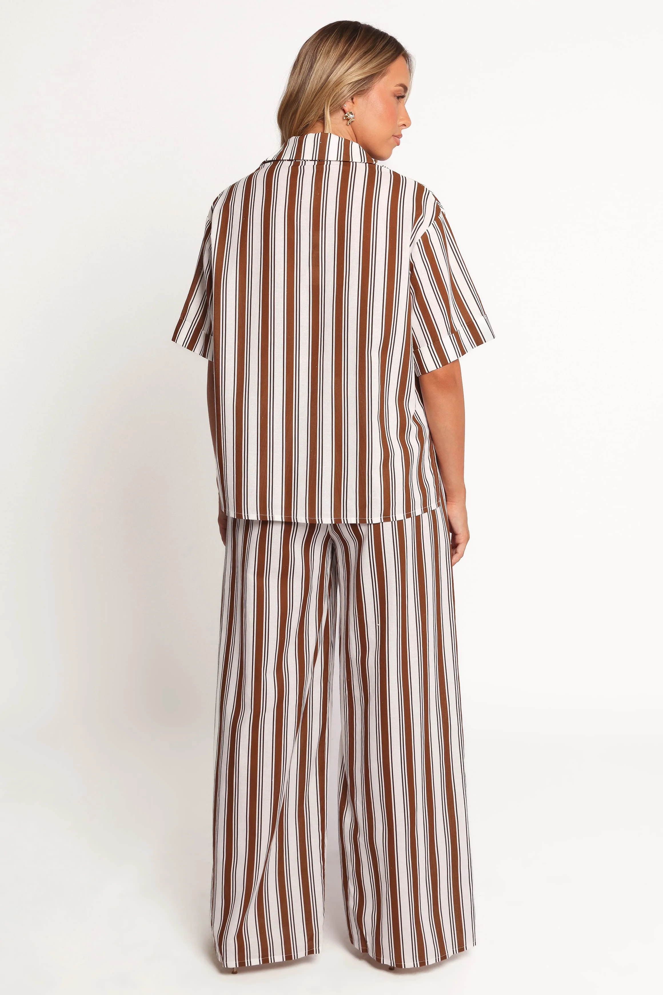 Thalia Wide Leg Pant - Chocolate Stripe - Image 5