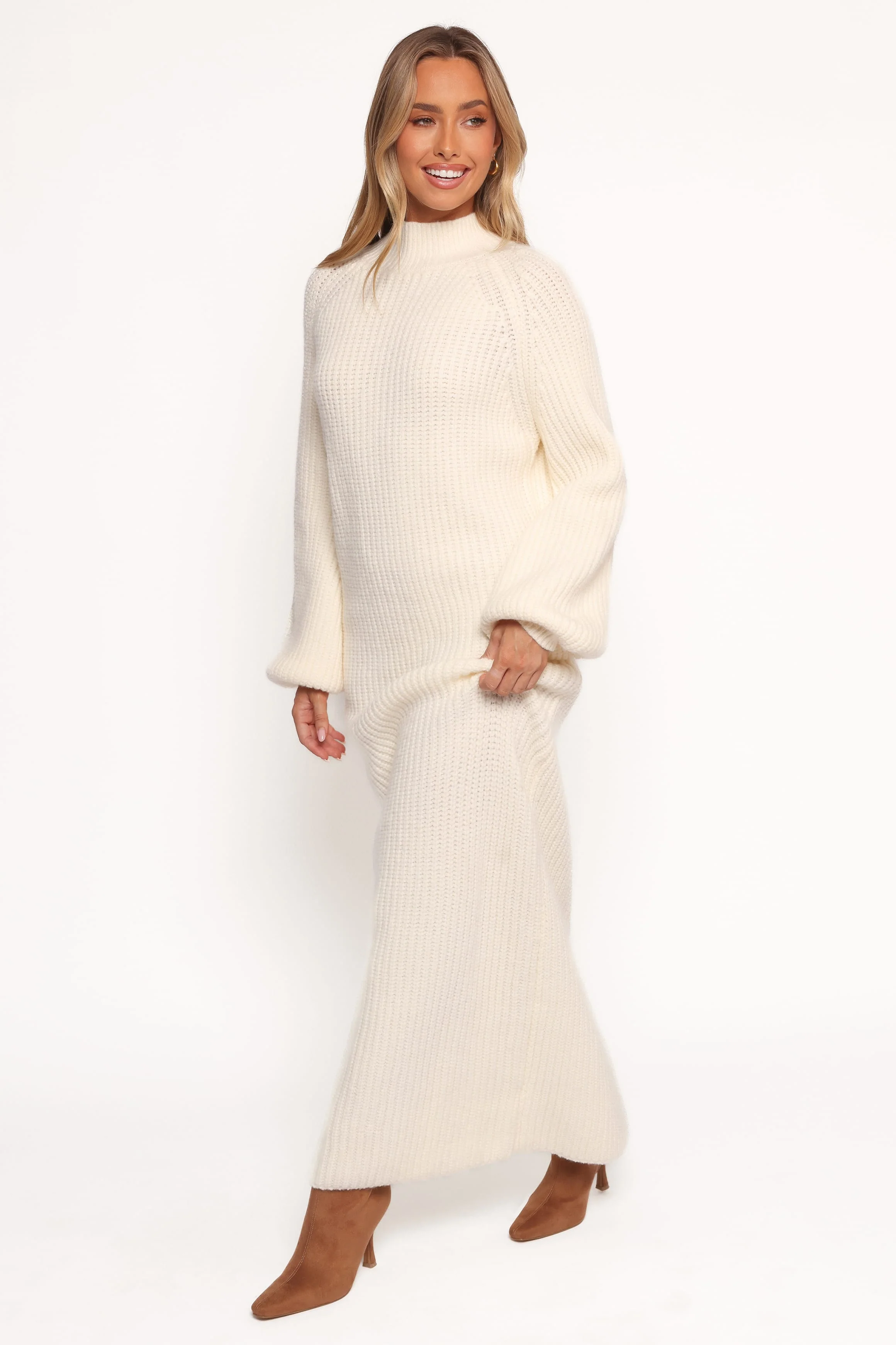 Tobin Knit Maxi Dress - Cream - Image 4