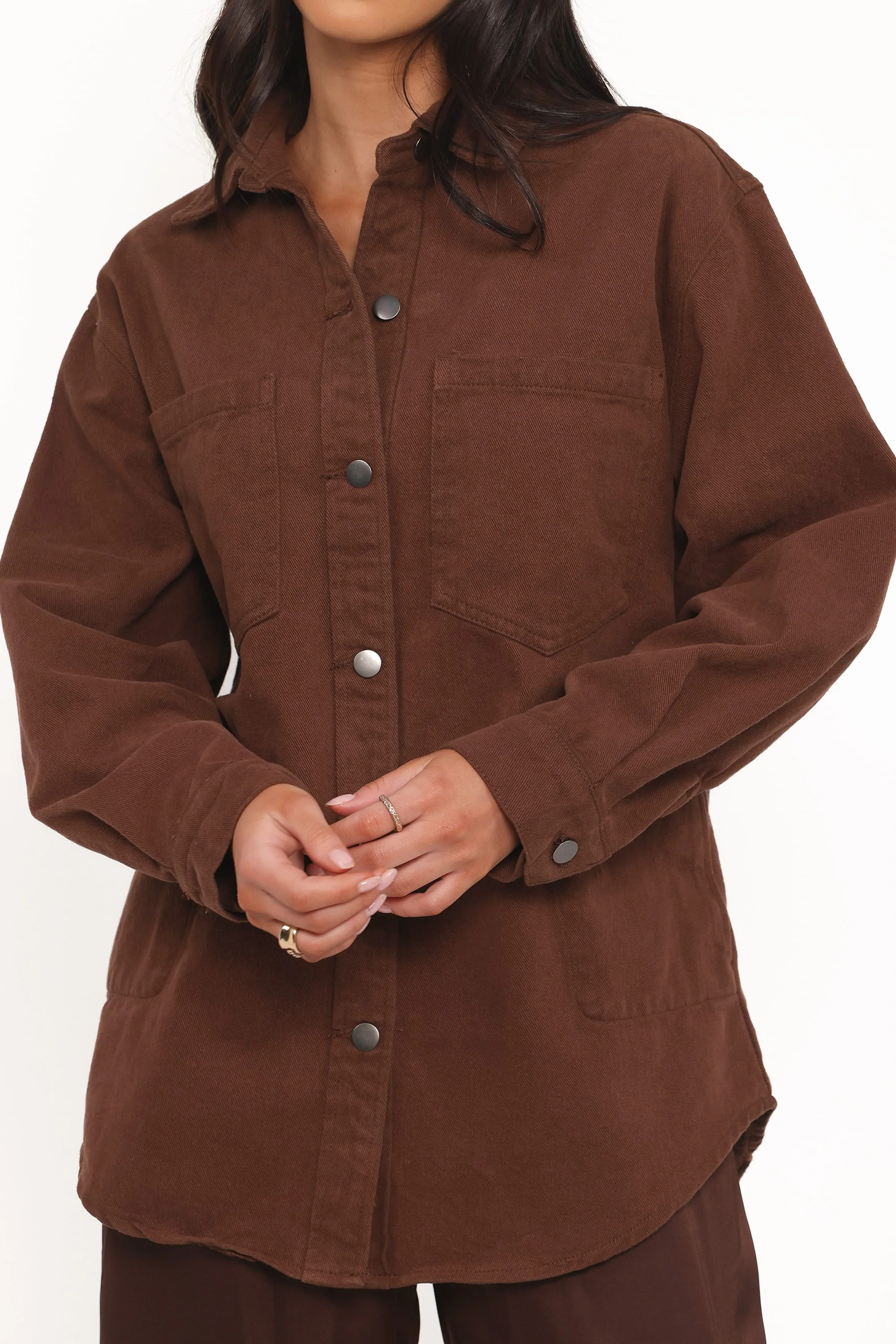 Toto Denim Shacket - Chocolate Brown - Image 2