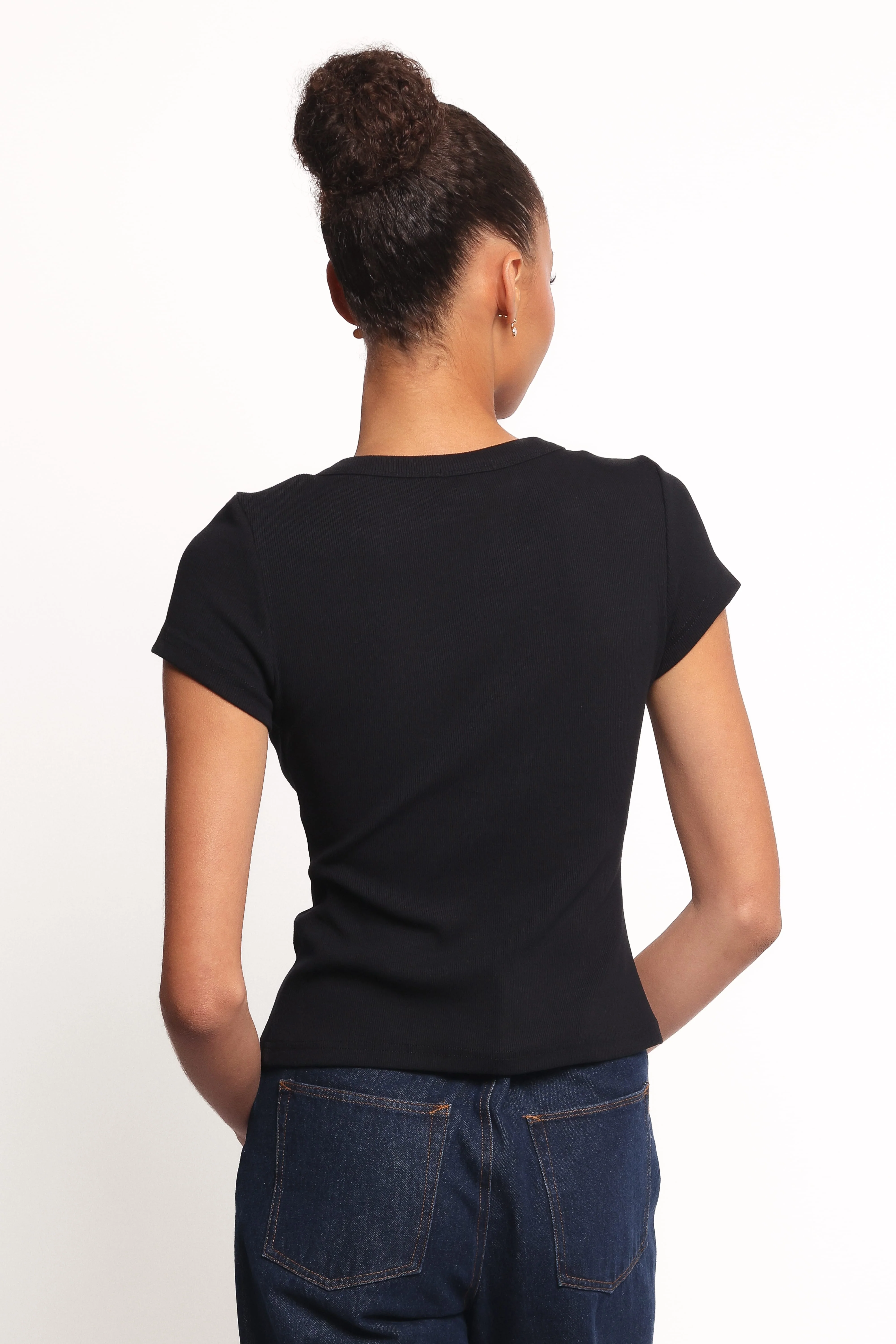 Tylarah Short Sleeve Cardigan Top - Black - Image 4
