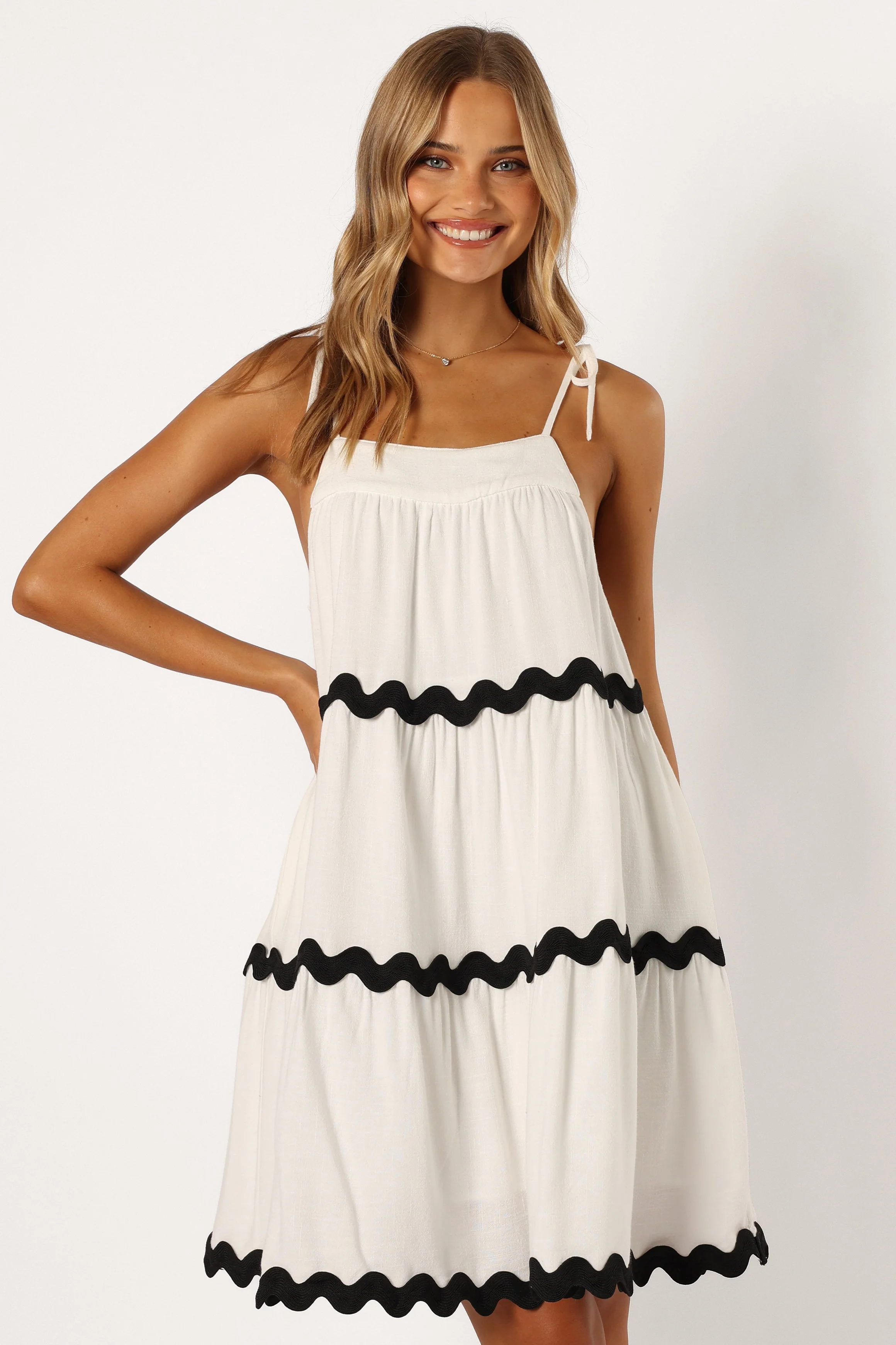 Uma Mini Dress - White Black - Image 9