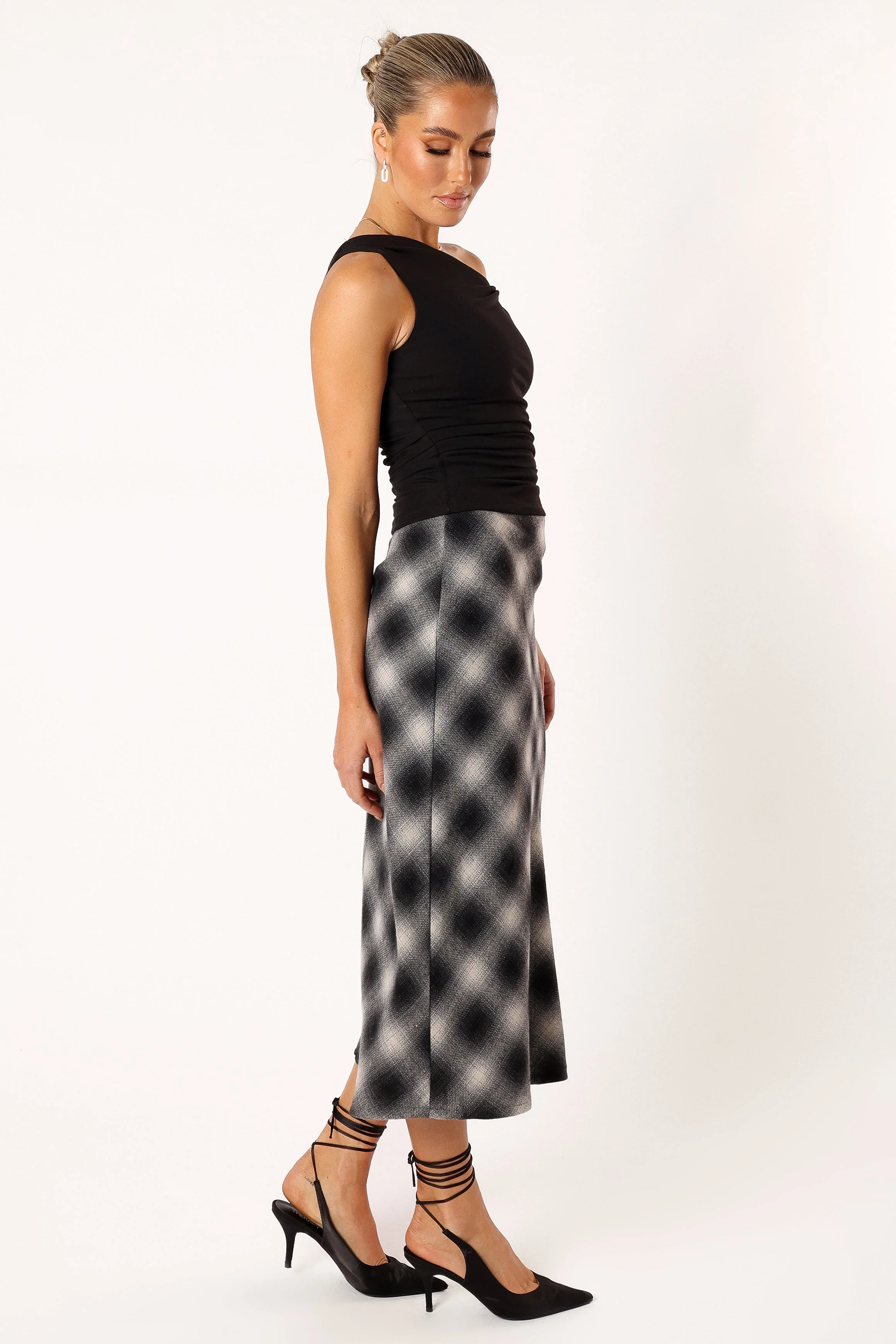 Ursula Plaid Skirt - Charcoal - Image 4