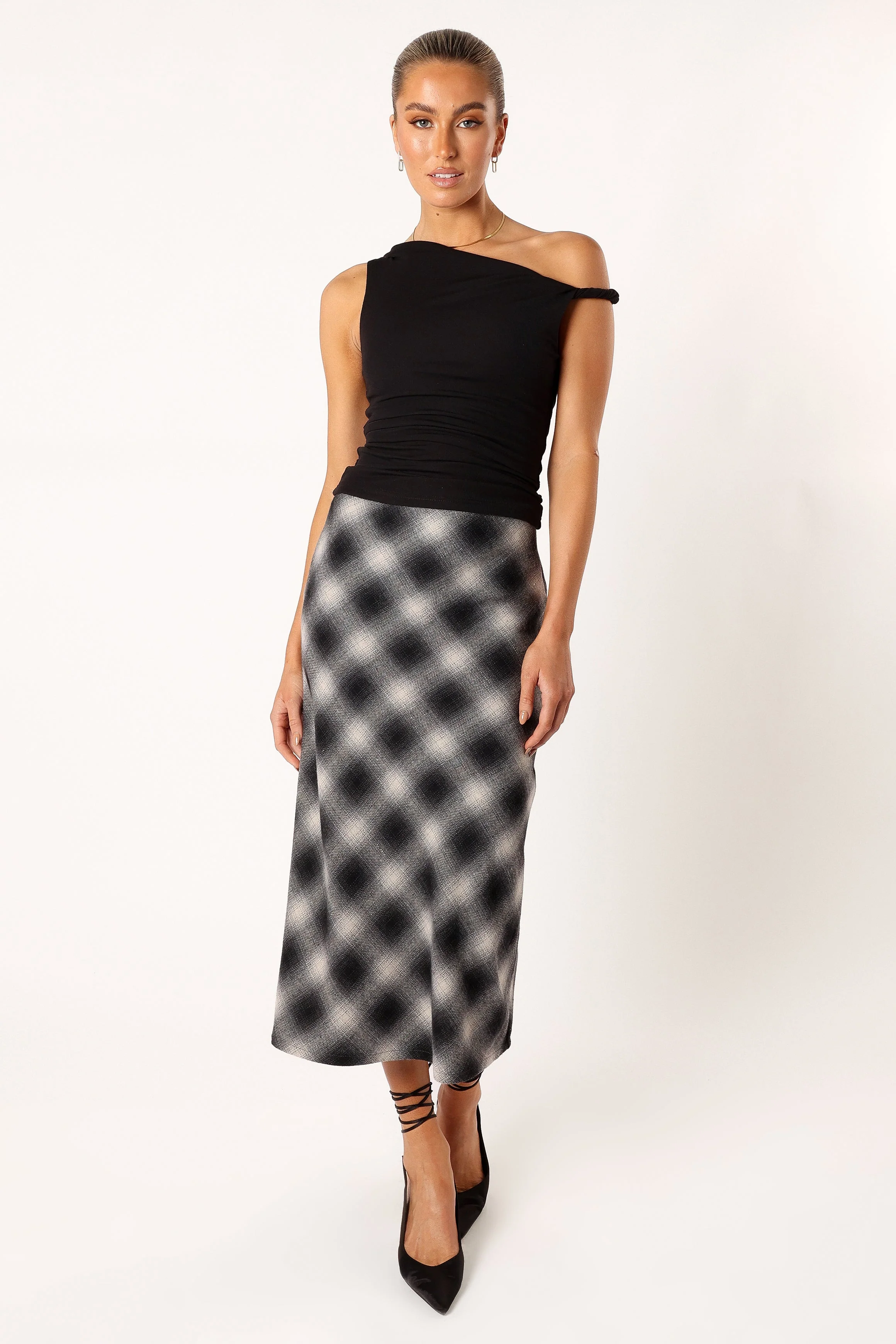 Ursula Plaid Skirt - Charcoal - Image 9