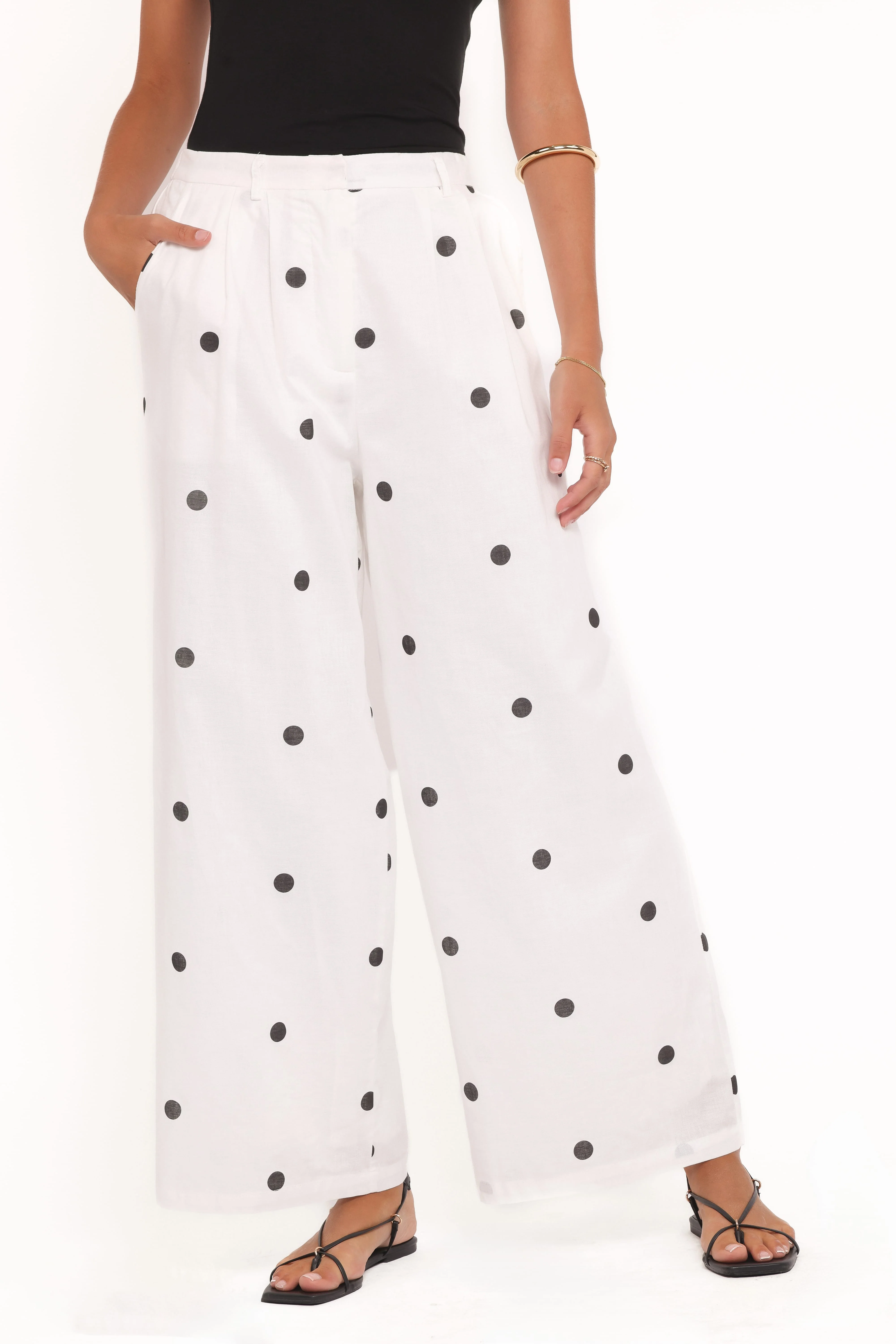Valora Wide Leg Pant - White Black Polka Dot - Image 2