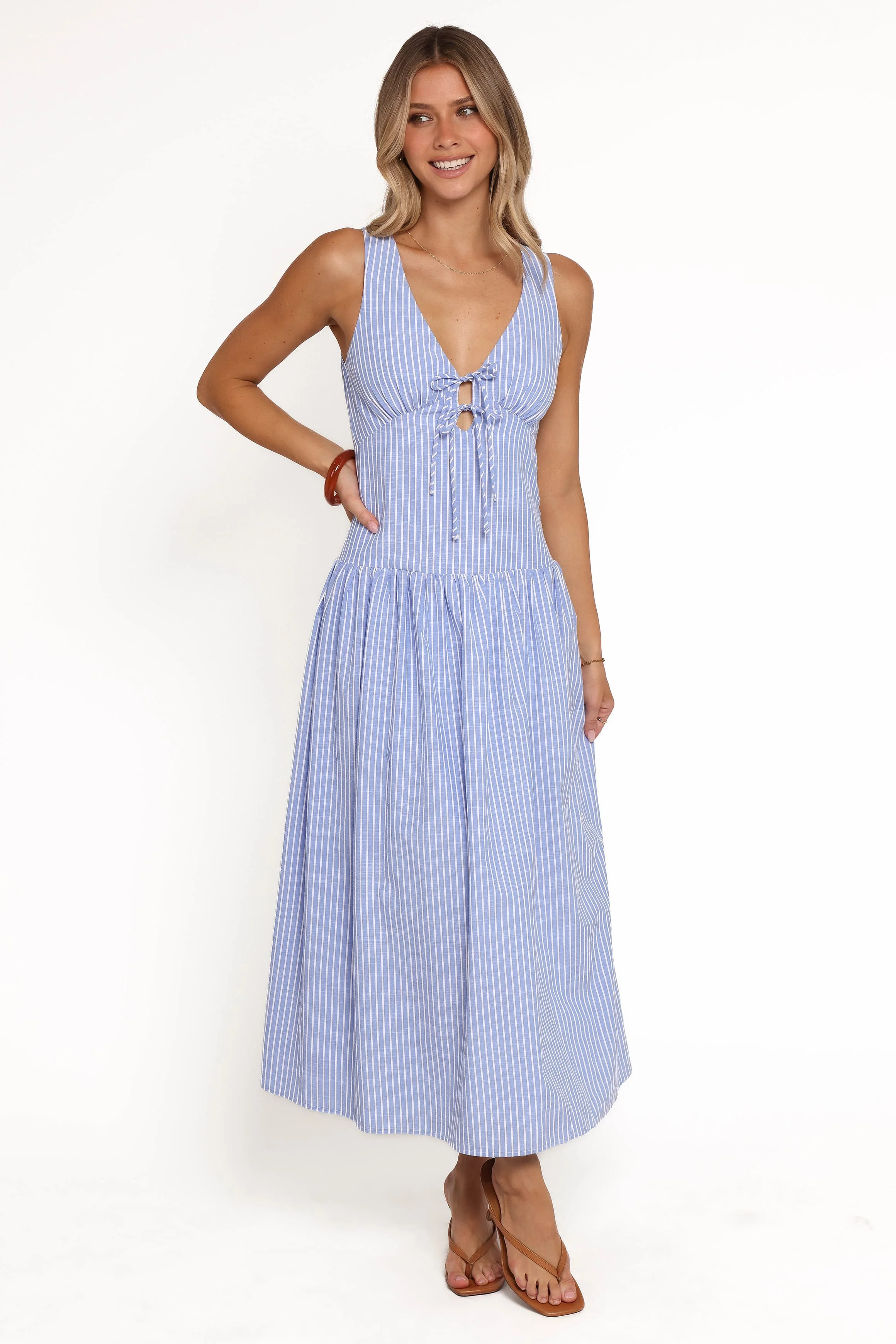 Vanessa Maxi Dress - Navy Pinstripe - Image 5