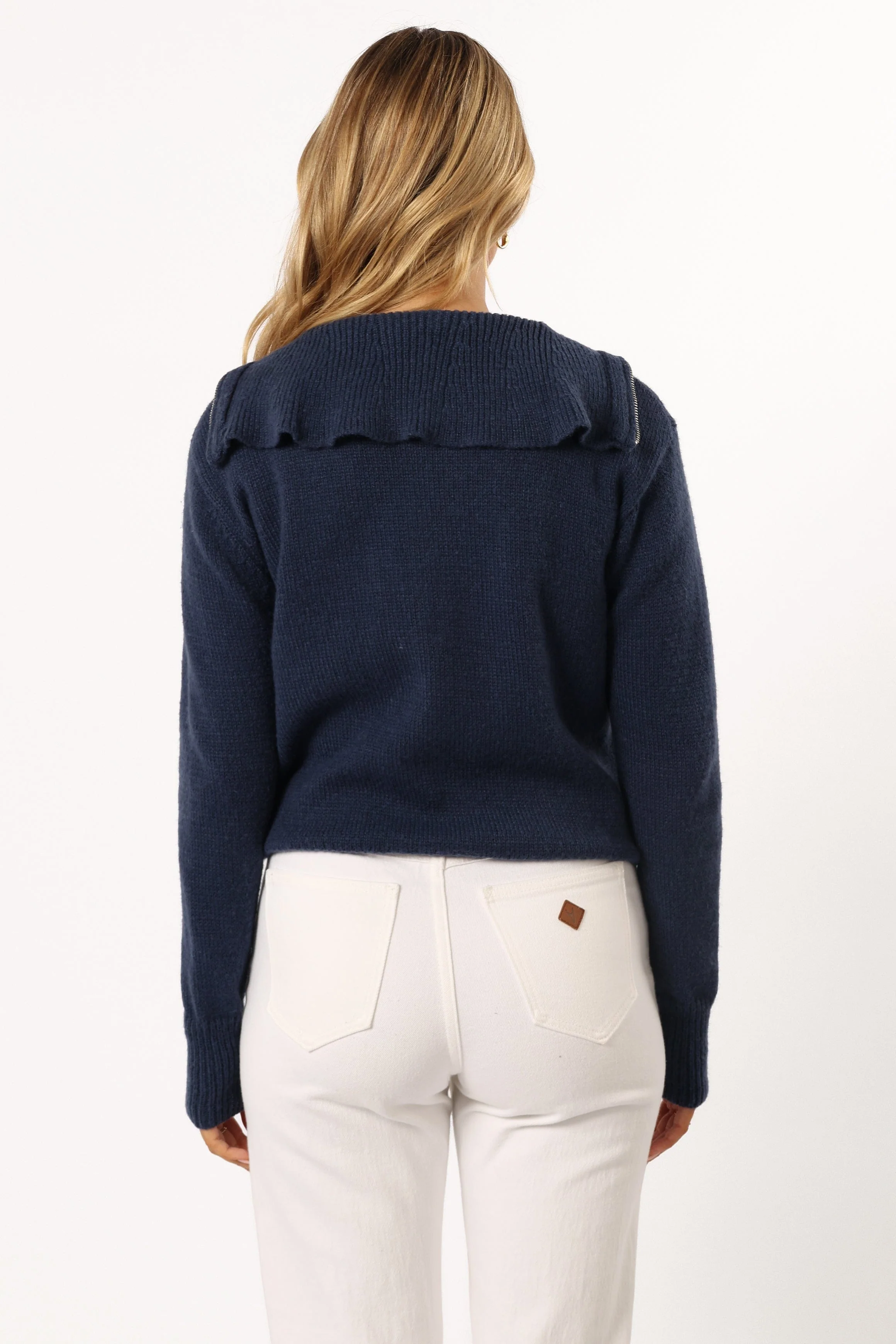 Viara Quarter Zip Knit Sweater - Navy - Image 4