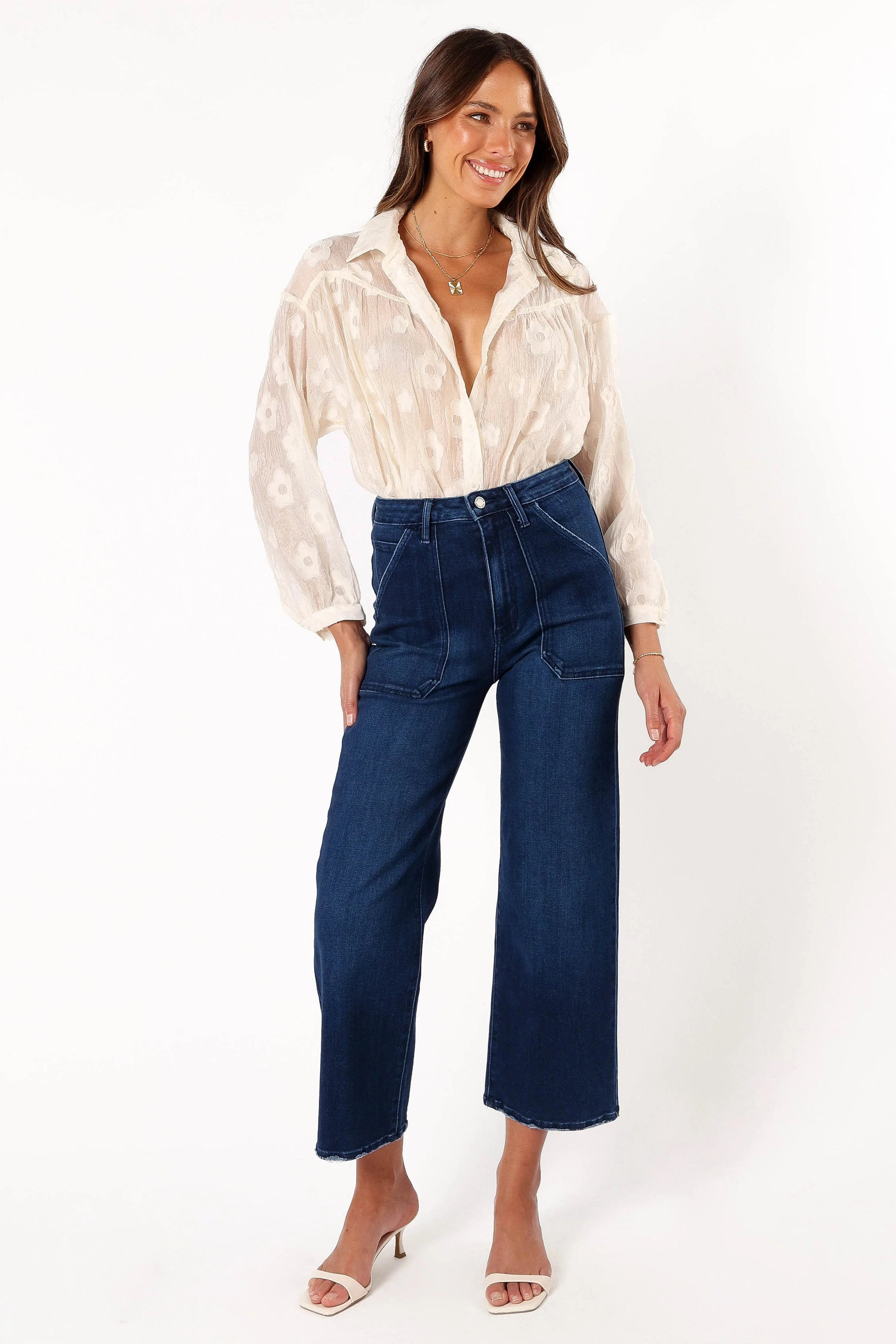 Viena Embroidered Button Down - Ivory - Image 2