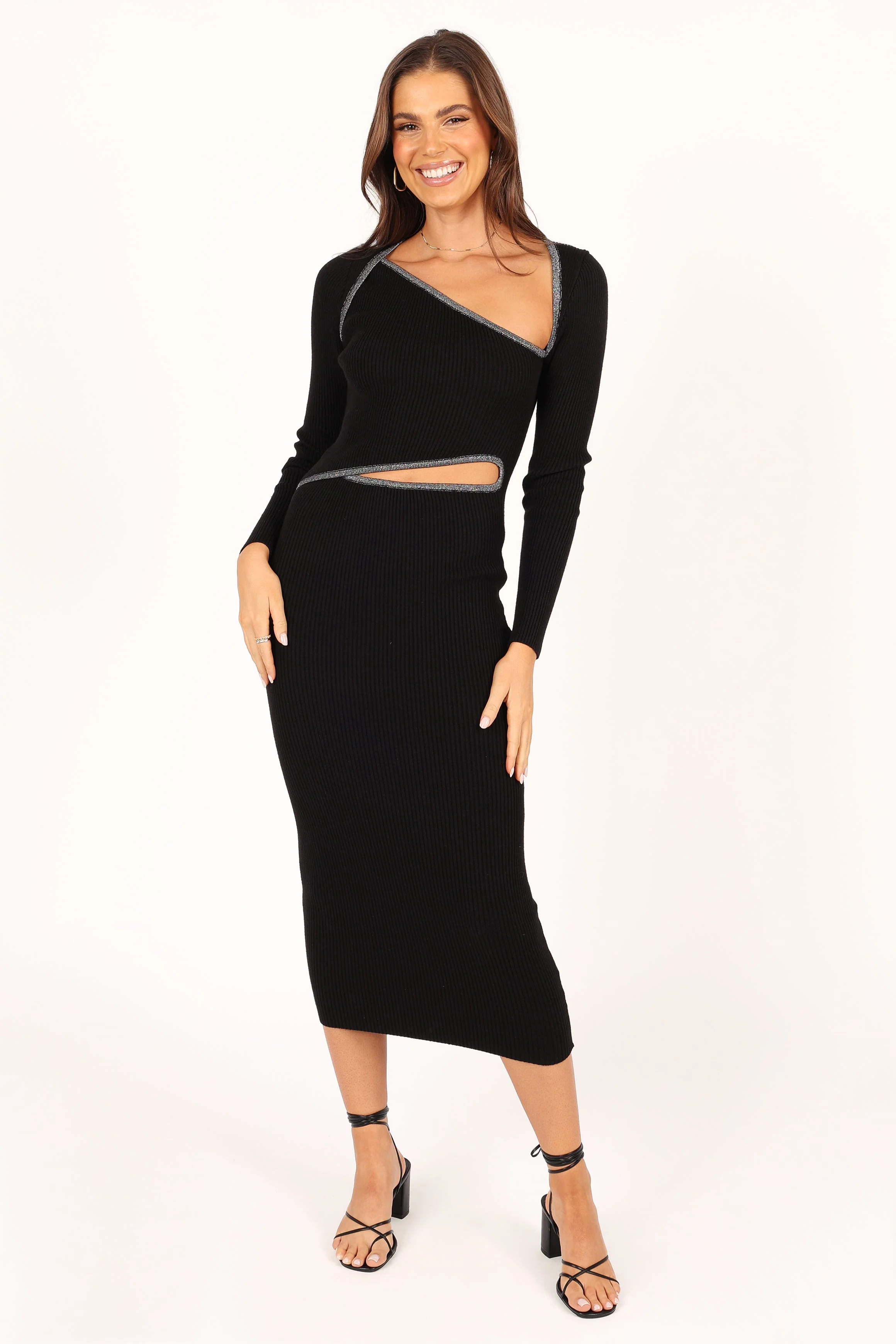 Vinelle Long Sleeve Midi Dress - Black - Image 7