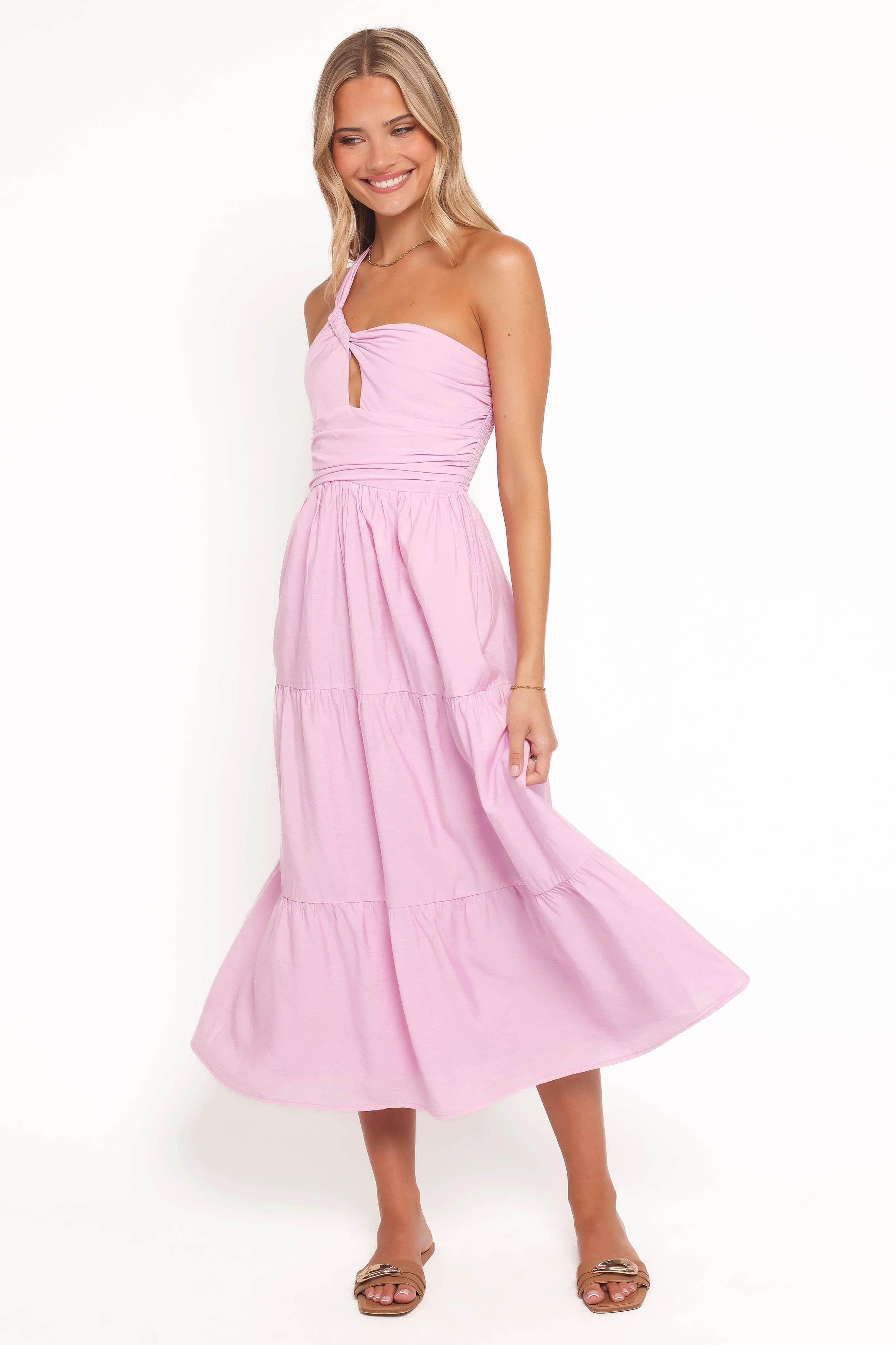 Vinny One Shoulder Maxi Dress - Pink - Image 3