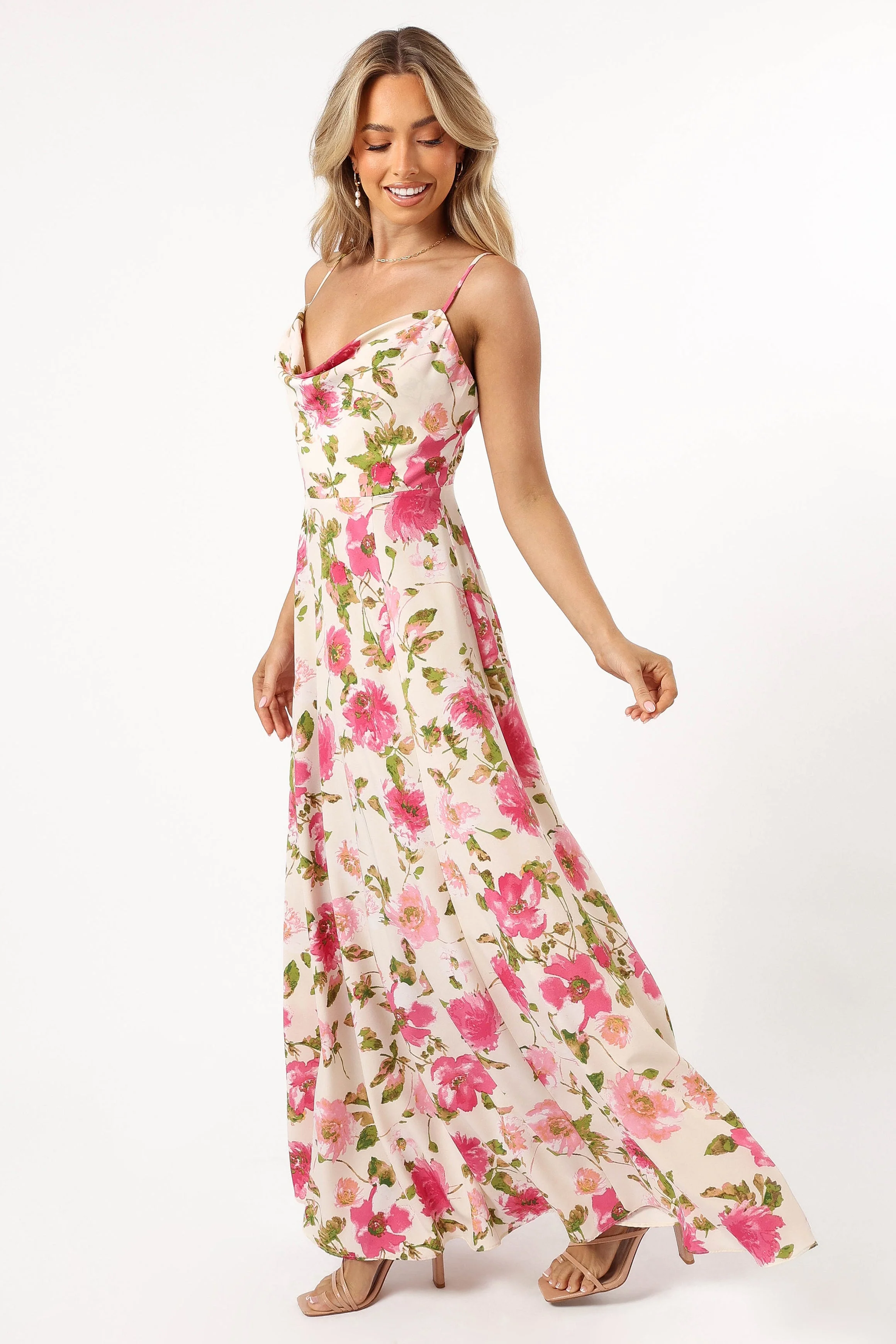 Violetta Cowl Neck Maxi Dress - Ivory Pink - Image 5
