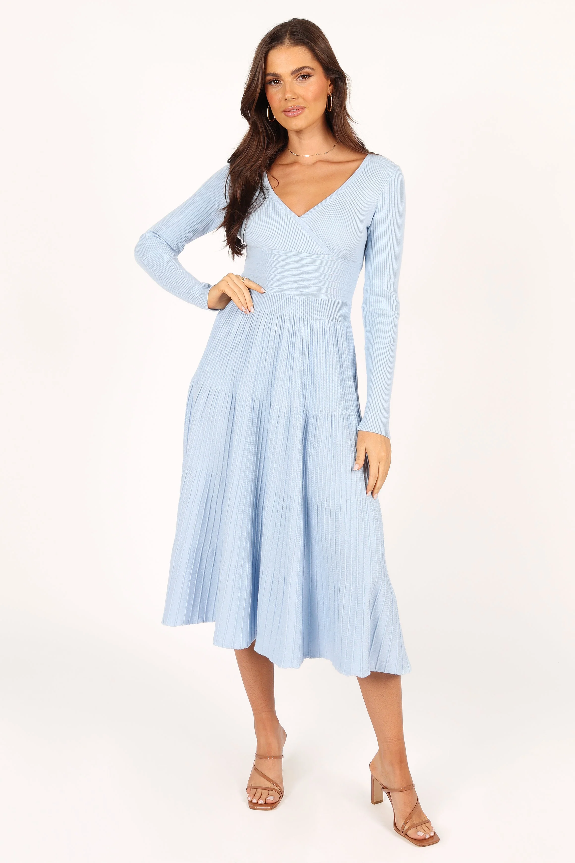 Violette Long Sleeve Midi Dress - Blue - Image 2