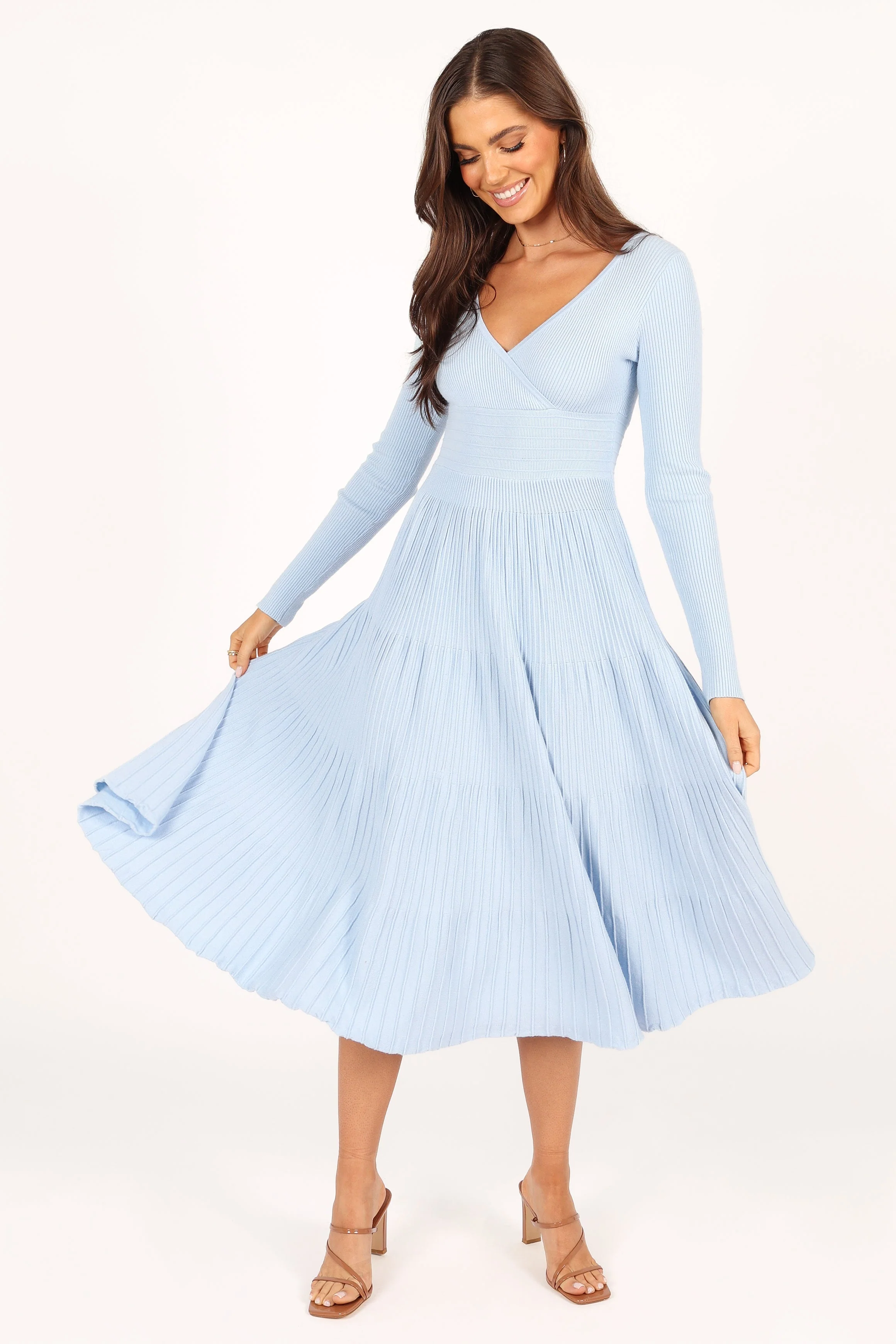 Violette Long Sleeve Midi Dress - Blue - Image 9