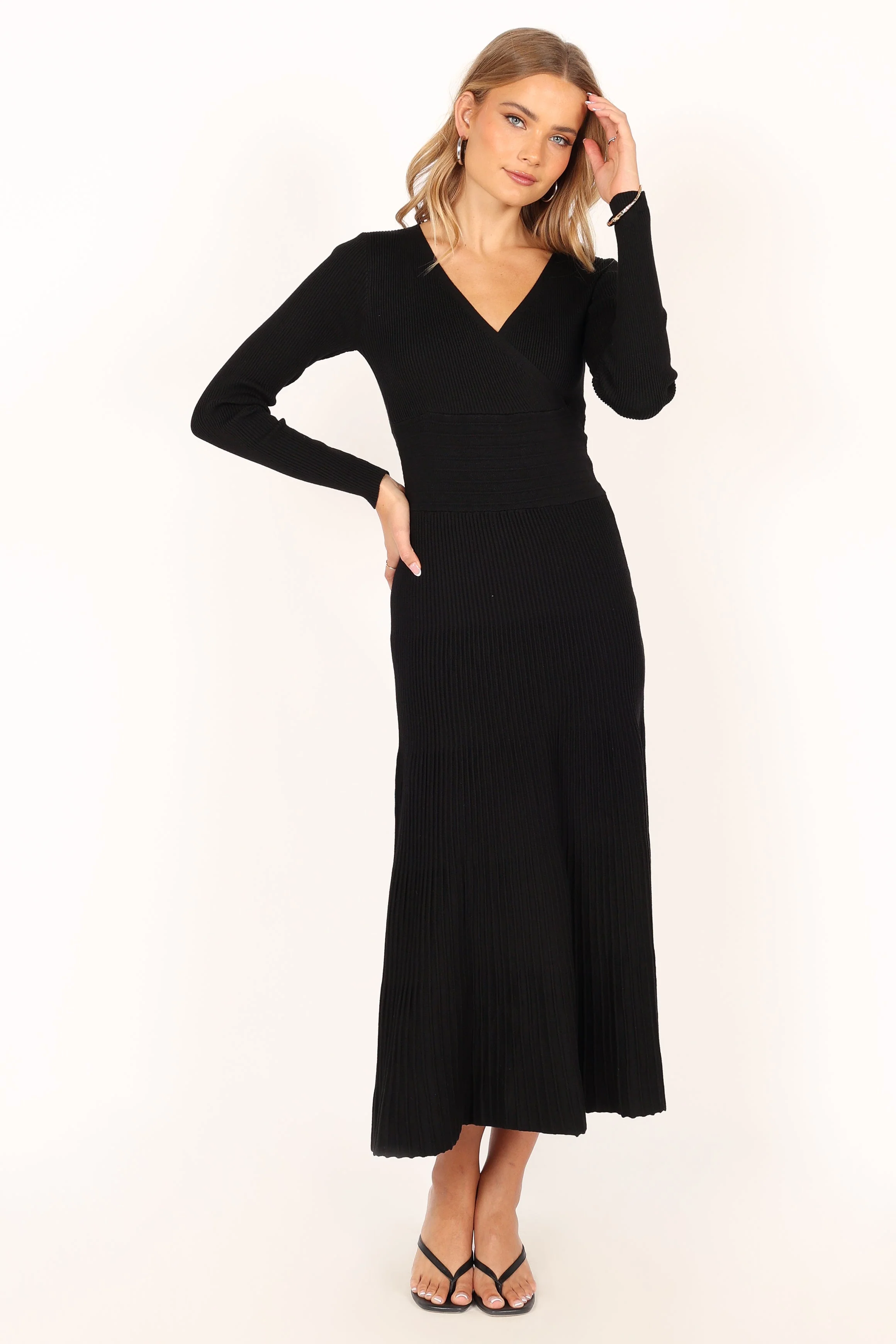 Vivi Long Sleeve Midi Dress - Black - Image 6
